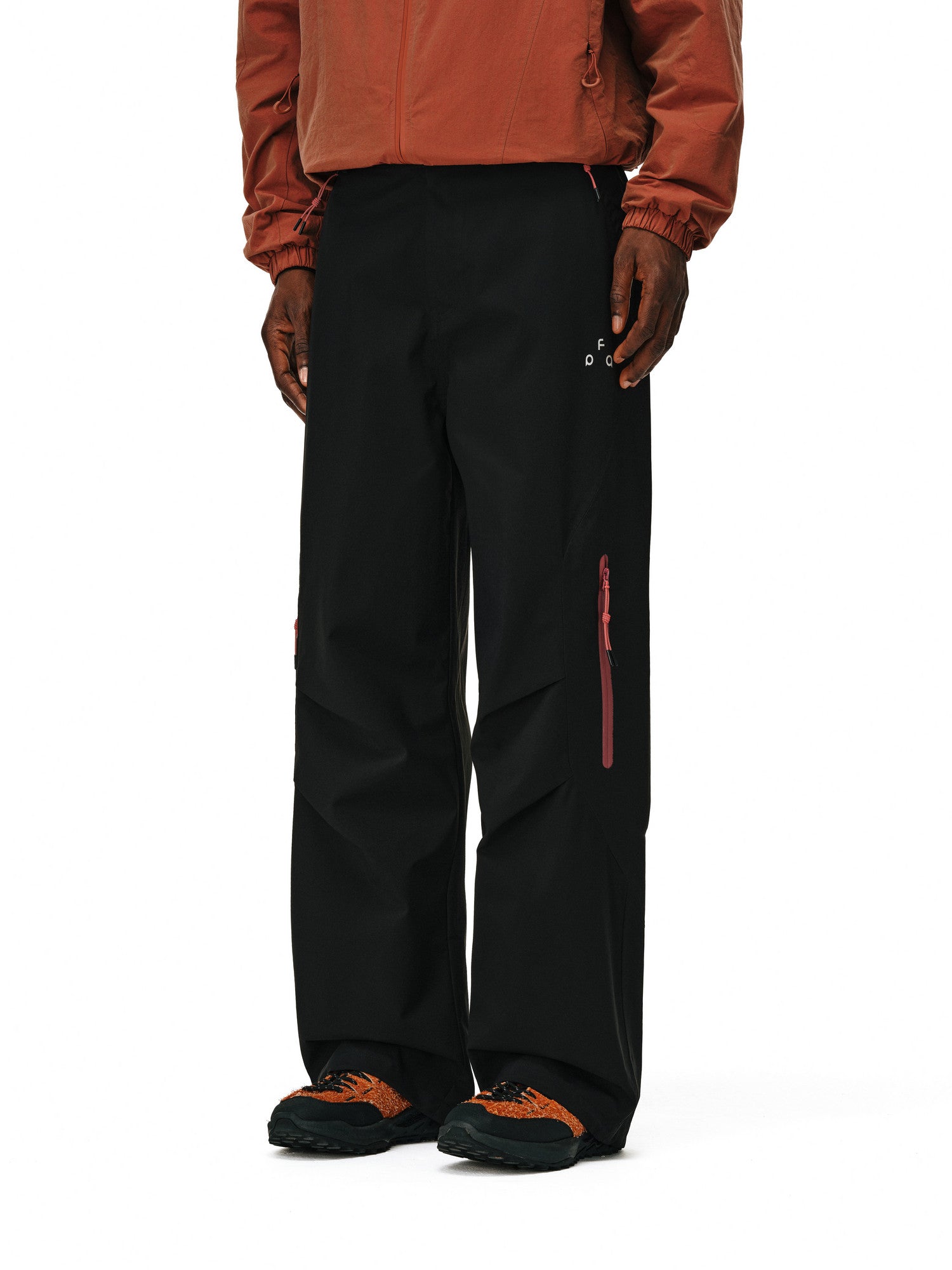 FPA Waterproof Abrasion-Resistant Contrast Zipper Trousers - Chinese Trend Outdoor Sports Mountaineering Windproof Straight-Leg Couple Casual Pants
