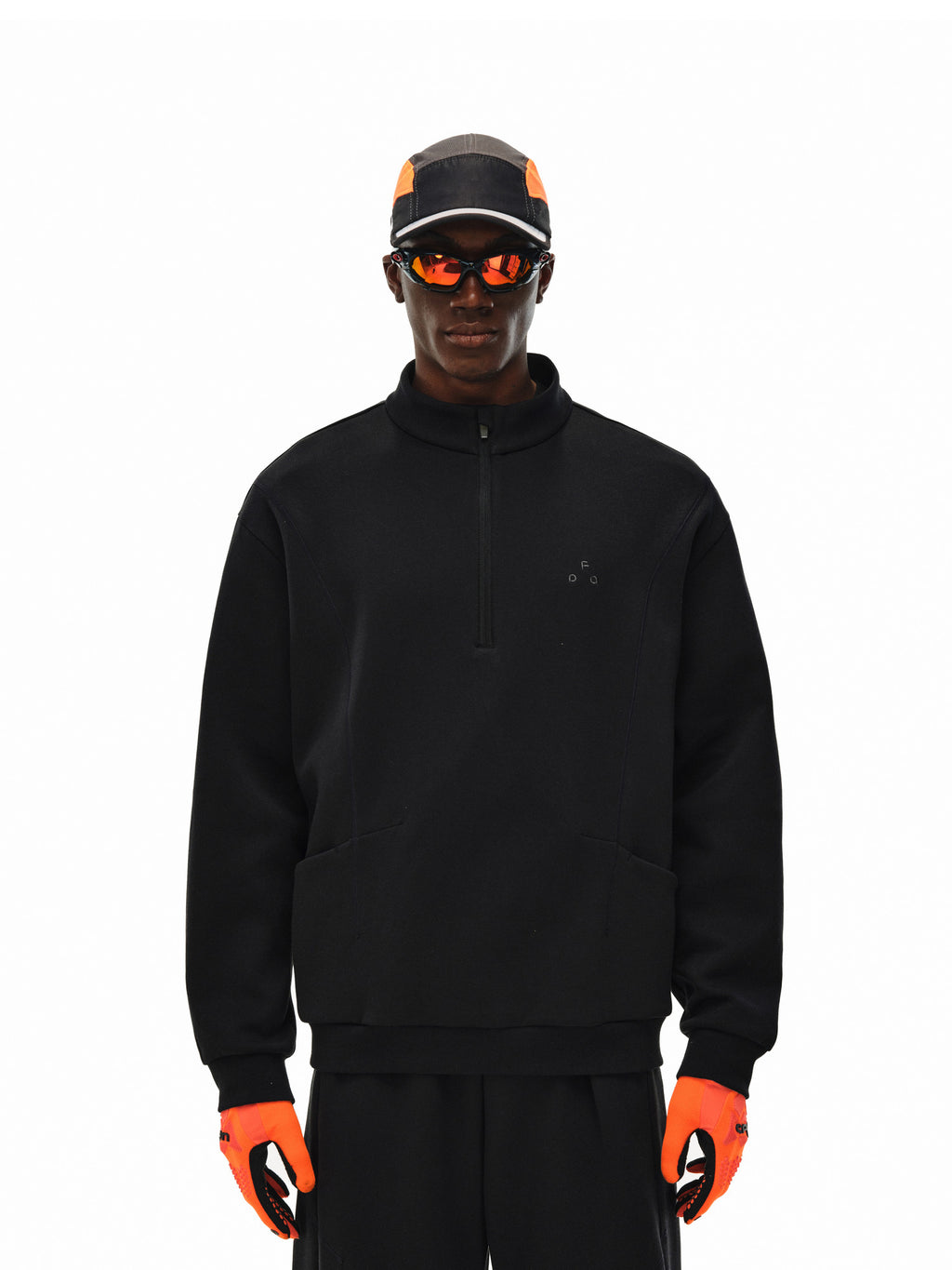 FPA Stand Collar Half-Zip Loose Structured Hoodie - Chinese Streetwear American Retro Casual Spring Pullover