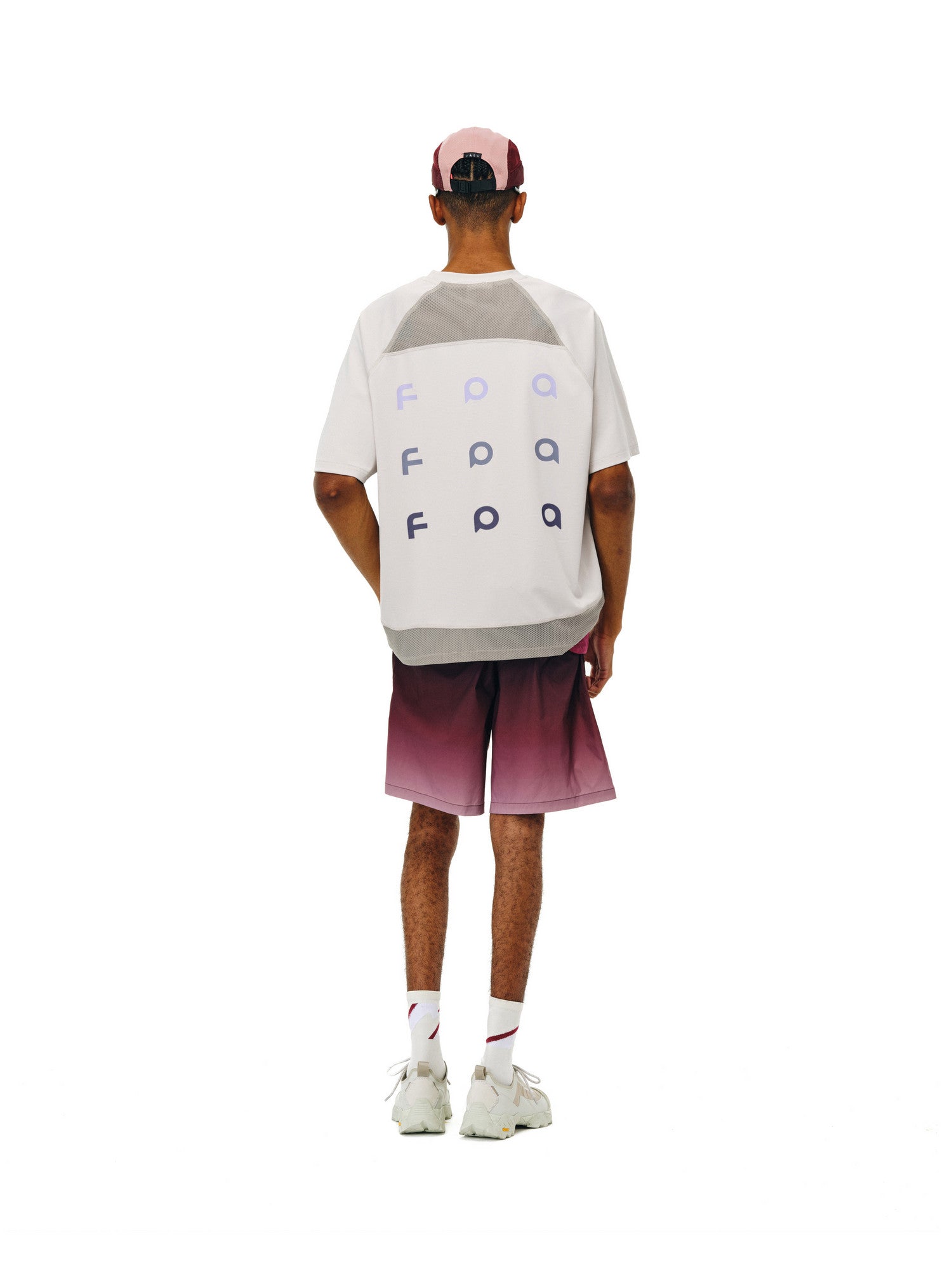FPA Gradient Logo Textured Patchwork Short Sleeve T-Shirt - Chinese Streetwear Trend Summer Crew Neck Heavyweight Tee for Couples