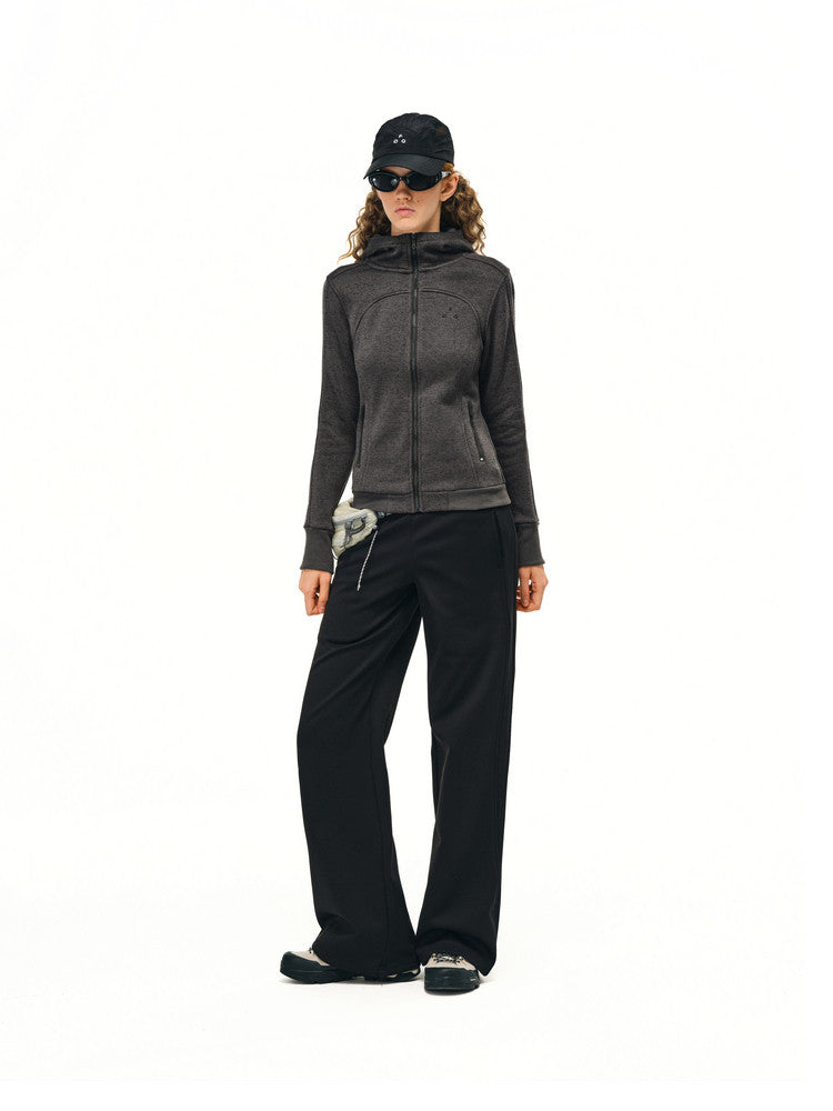 FPA Slim Fit Outdoor Thermal Fleece Zip-Up Jacket – Chinese Street Style Casual Hooded Short Coat for Women