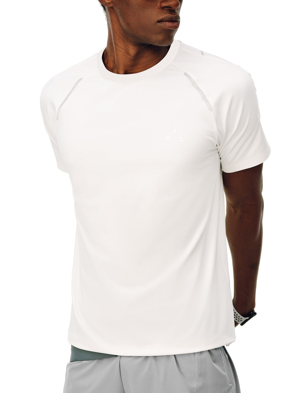 FPA Lycra Reflective Stripe Athletic Short Sleeve T-Shirt – Basic Logo Summer Outdoor Fitness Running Premium Crew Neck Tee for Men