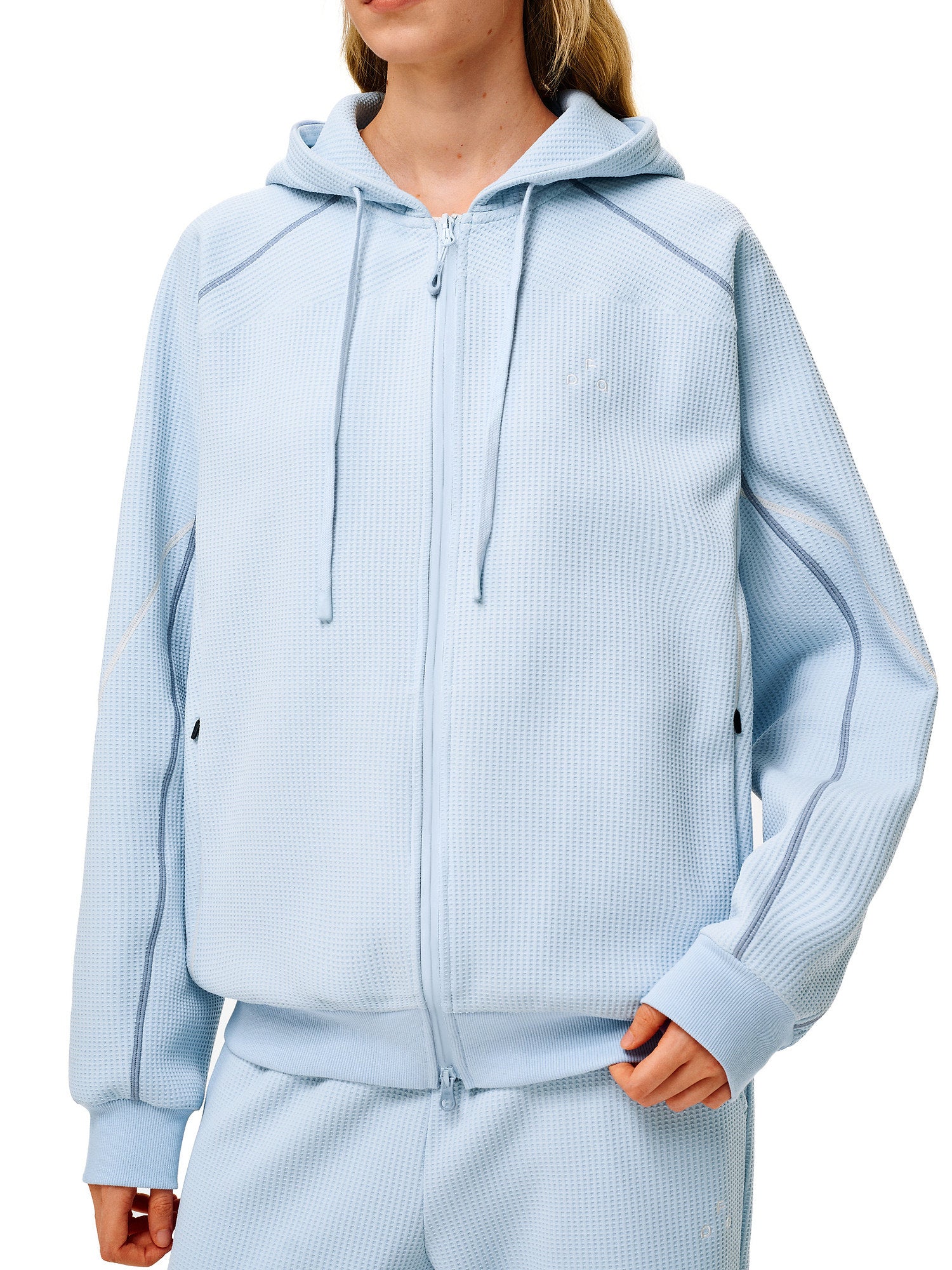 FPA Waffle Fleece Color-Block Women's Hooded Sweatshirt Spring/Fall Zip-Up Cardigan Casual Set Hoodie