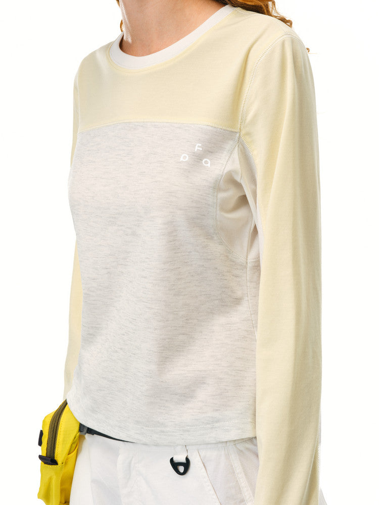FPA Paneled Contrast Quick-Dry Long-Sleeve Sports Tee 2026 New National-Chic Autumn Casual Round Neck Women's T-Shirt