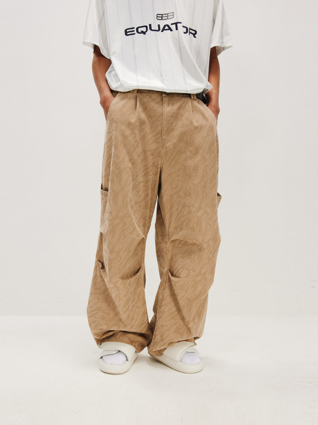 FPA Washed Camo Structured Pants Summer Streetwear Loose Wide-Leg Casual Paratrooper Pants for Men