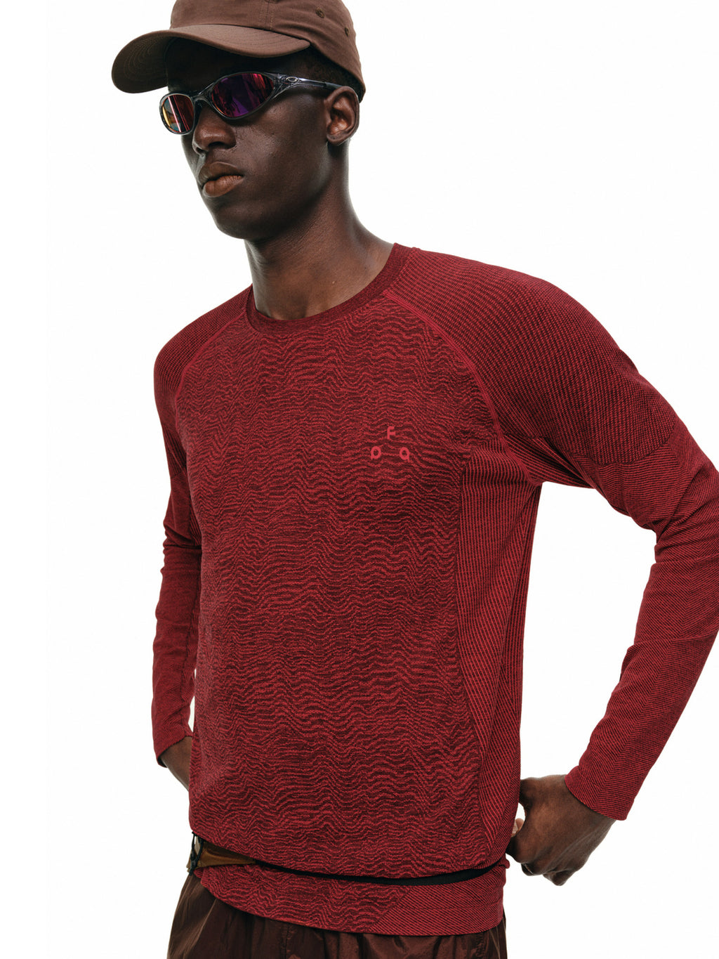 FPA Seamless Knit Textured Panel Sports T-Shirt for Outdoor Fitness Running Quick-Dry Design Crew Neck Autumn Long Sleeve Men