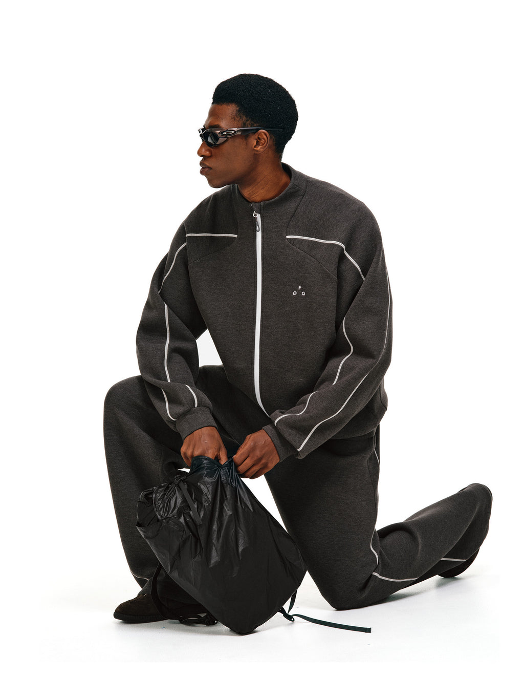 FPA Light Fleece Double-Sided Space Cotton Stand Collar Hoodie - Spring/Fall Sports Color-Block Zipper Casual Cardigan for Men