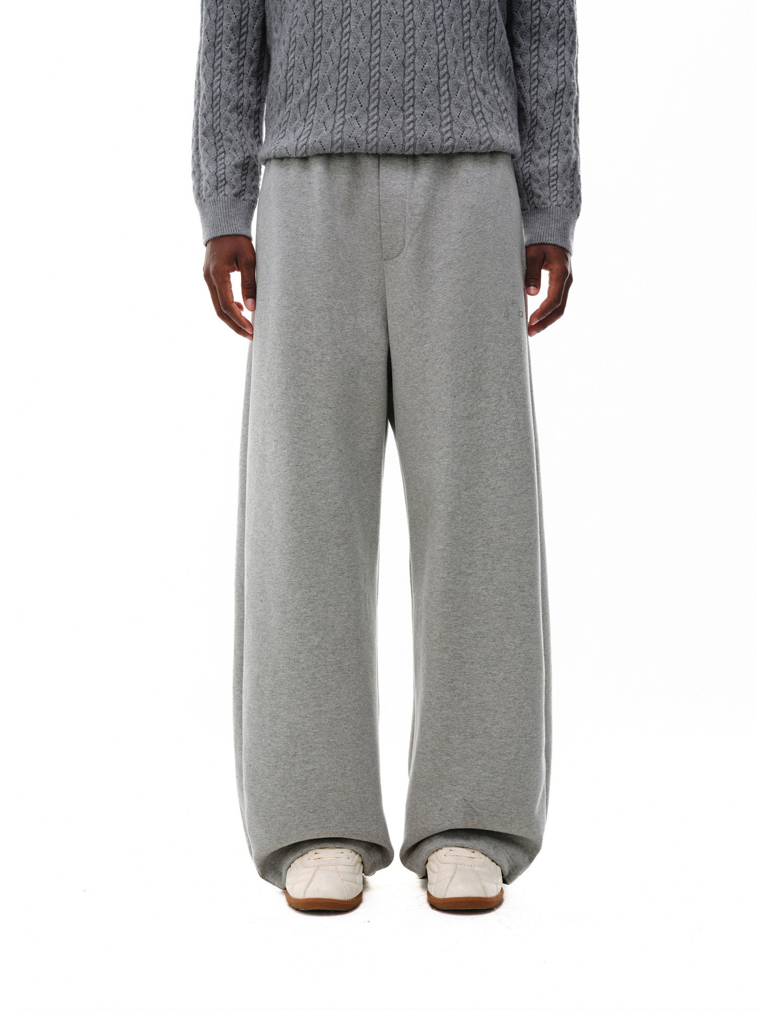 FPA Curved Sweatpants Knitted Textured Fleece Lounge Pants Straight Wide Leg Casual Basic Premium Versatile Trousers