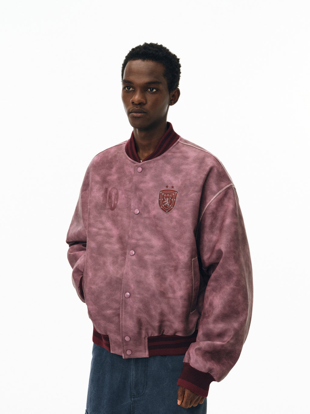 FPA Badge Leather Baseball Jacket - Chinese Streetwear American Motorcycle Racing Style Short Baseball Collar Jacket for Men