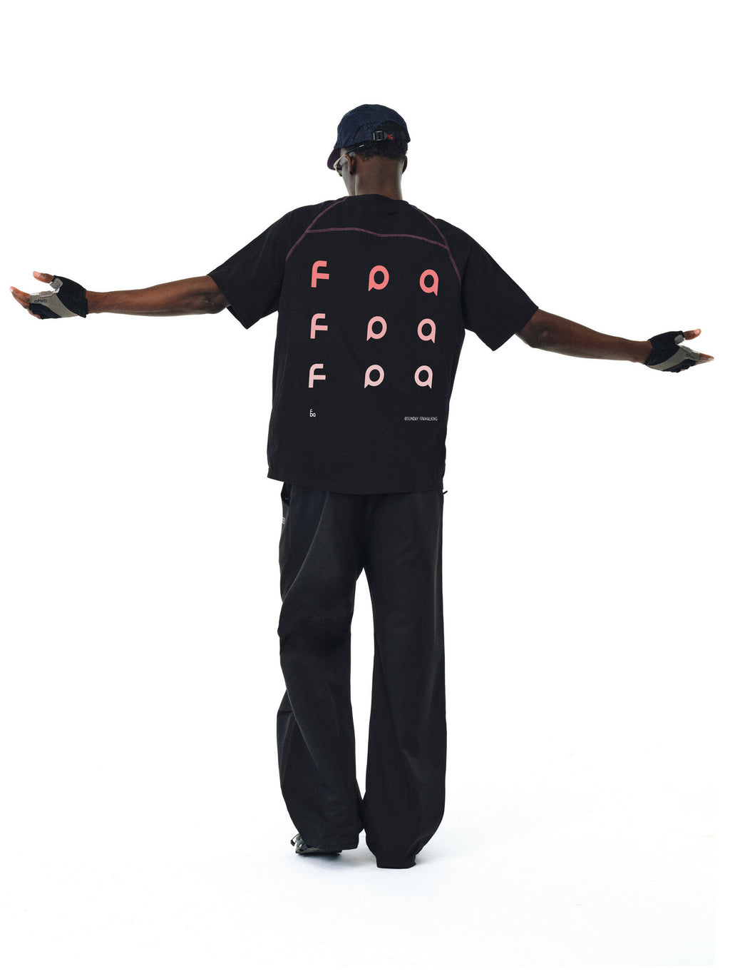 FPA Contrast Stitch Raglan Logo T-Shirt – Chinese Streetwear Summer Loose Round Neck Heavyweight Couple Casual Short Sleeve