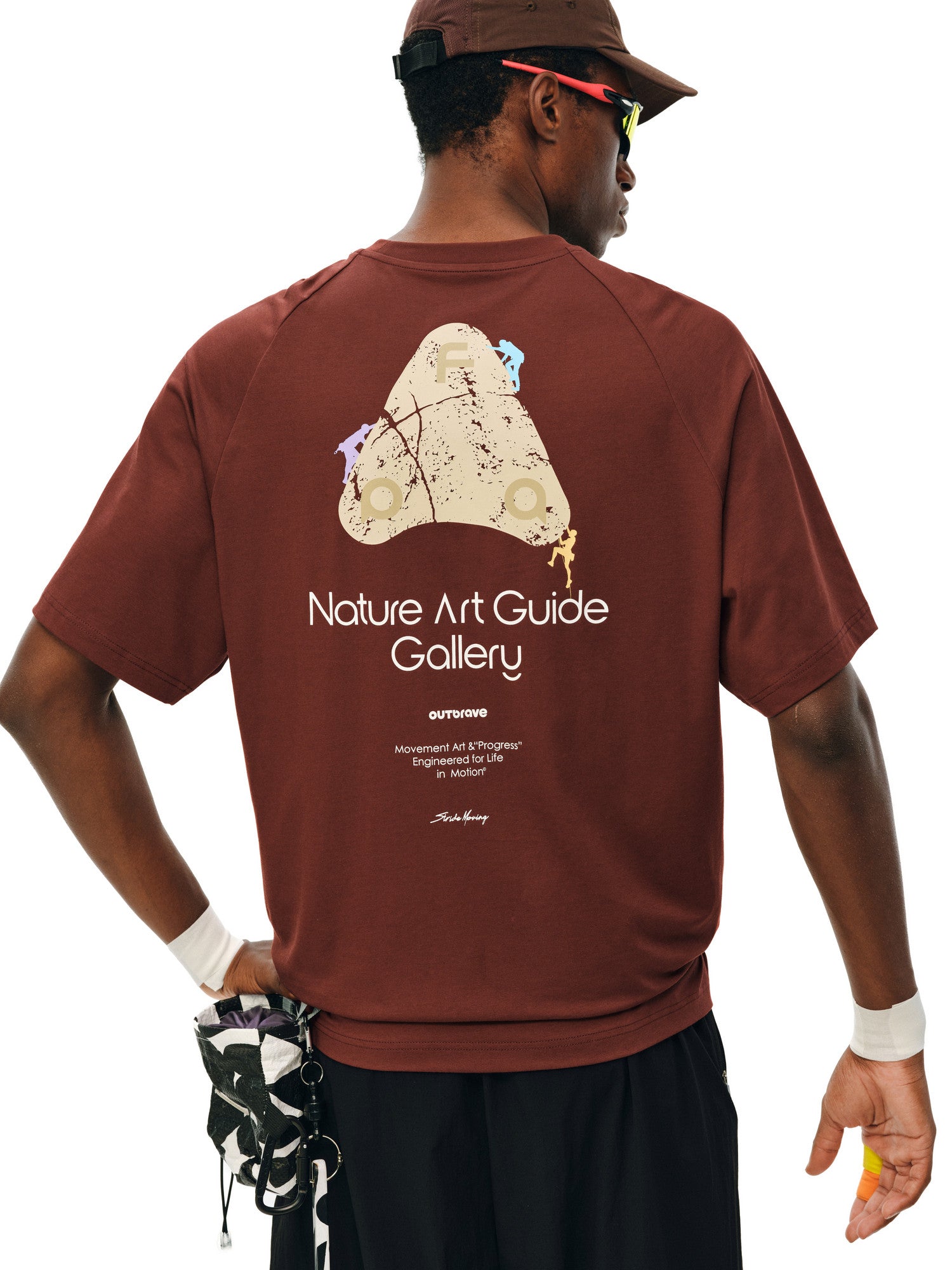 FPA Climbing Short Sleeve T-Shirt with Rock Pattern, COOLMAX Sports Tee, Summer Crew Neck, Cool and Breathable, Unisex