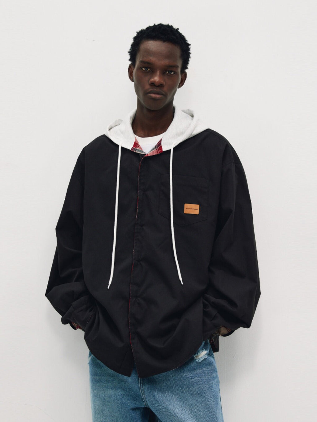 FPA Plaid Reversible Hooded Long-Sleeve Shirt - Chinese Streetwear Trend, Loose Fit Casual Jacket for Men, Spring/Autumn