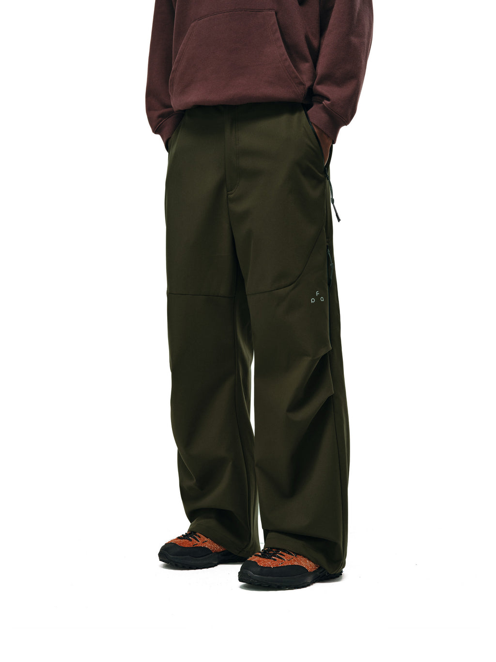 FPA Outdoor Soft Shell Four-Way Stretch Skin-Friendly Drape Zipper Trousers - Trendy Hiking Windproof Loose Casual Pants