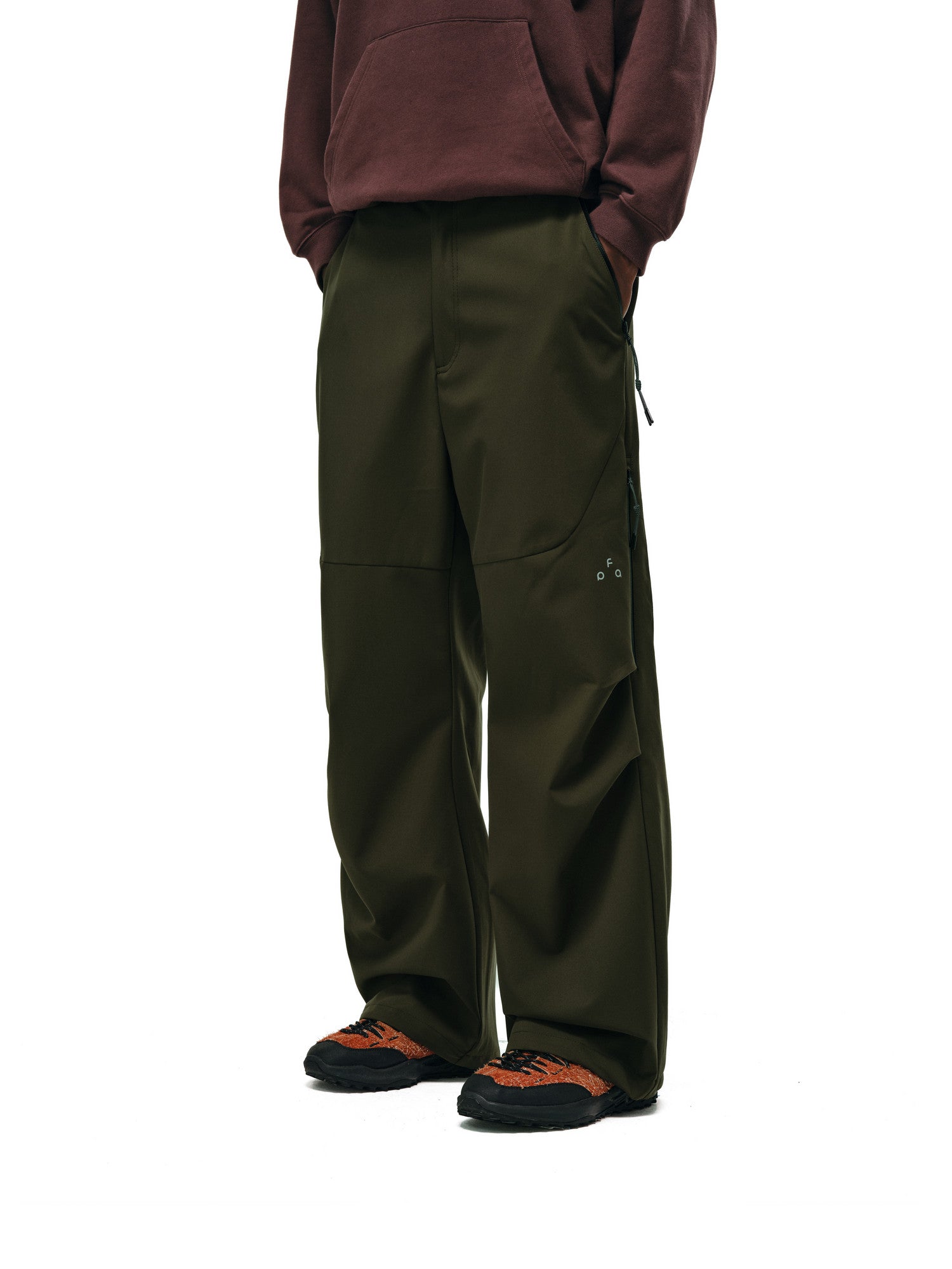 FPA Outdoor Soft Shell Four-Way Stretch Skin-Friendly Drape Zipper Trousers - Trendy Hiking Windproof Loose Casual Pants
