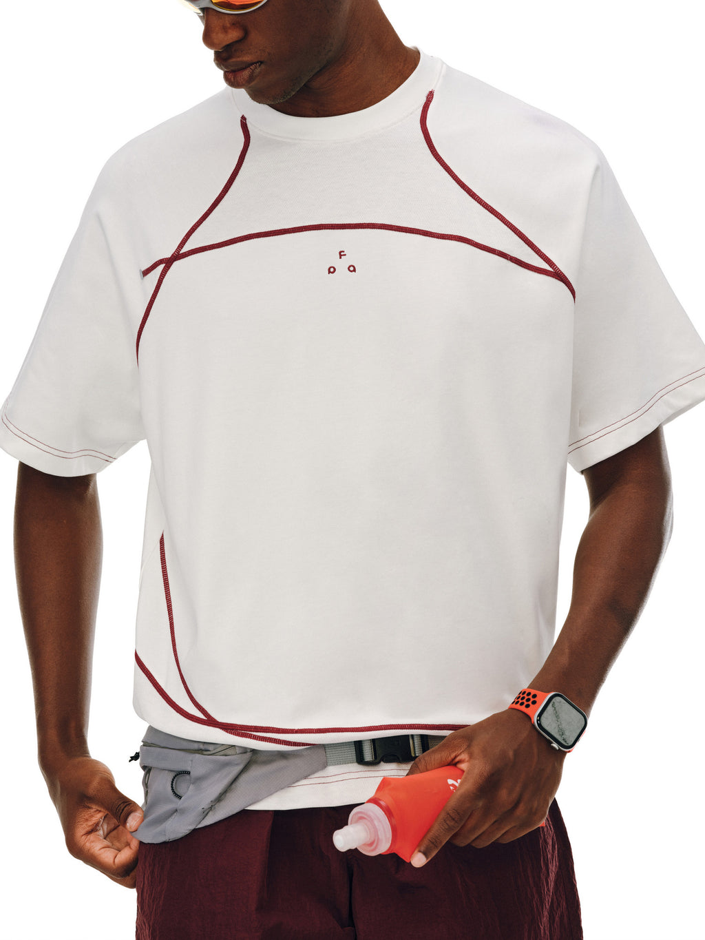 FPA Patchwork Contrast Texture Casual Short-Sleeve T-Shirt, Basic Logo Couple Style, Crew Neck, Summer Short Sleeve Men