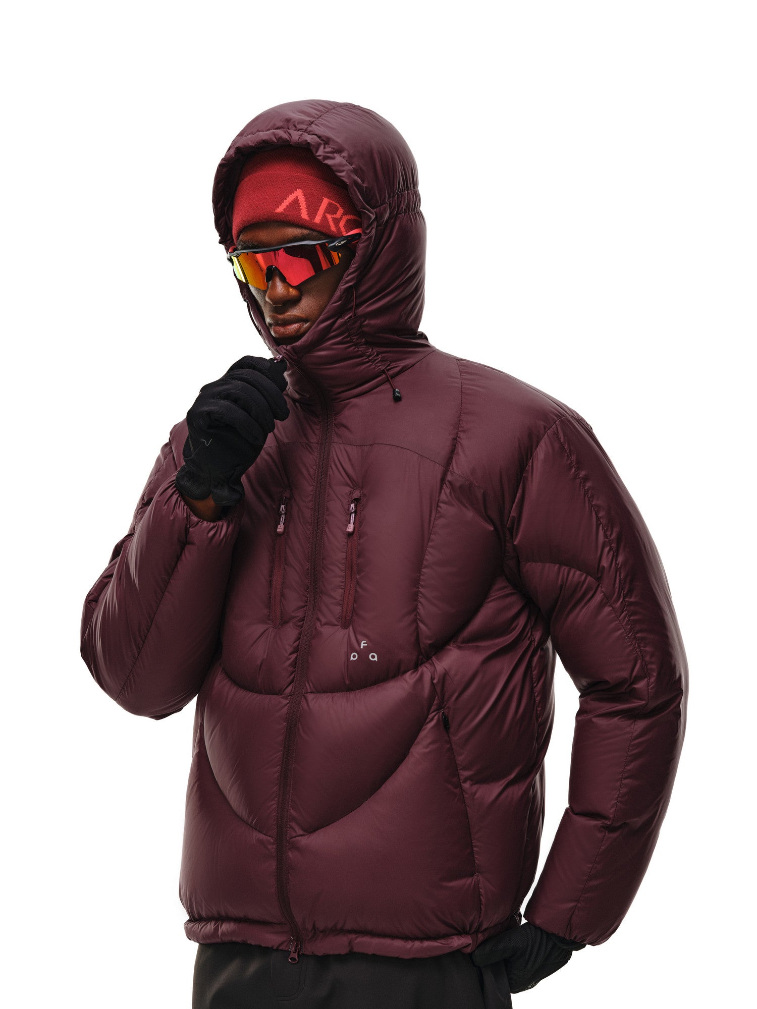 FPA Double-Zip Curved Seam Hooded Matte Down Jacket – Winter Sports Premium Warmth