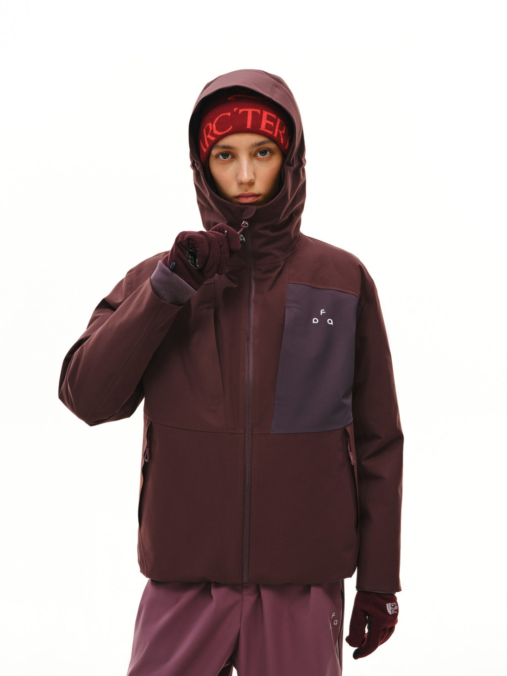 FPA Outdoor Fully Taped Seam Hardshell Down Jacket - Waterproof, Windproof, Breathable 3-Layer, Warm Color-Block Hooded Sports Down Coat