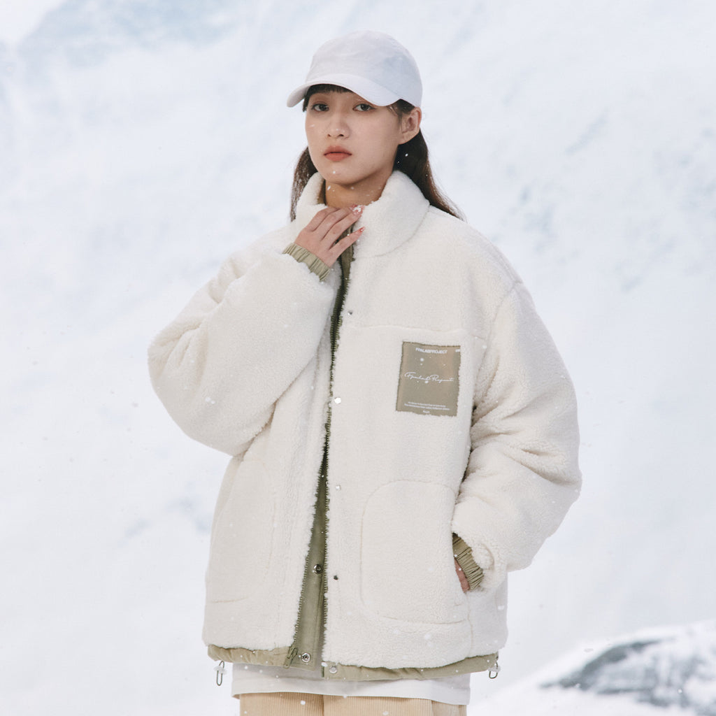 FPA Reversible Sherpa-Lined Corduroy Cotton Jacket Winter Thick Warm Chinese Streetwear Couple Style Cotton Coat for Men