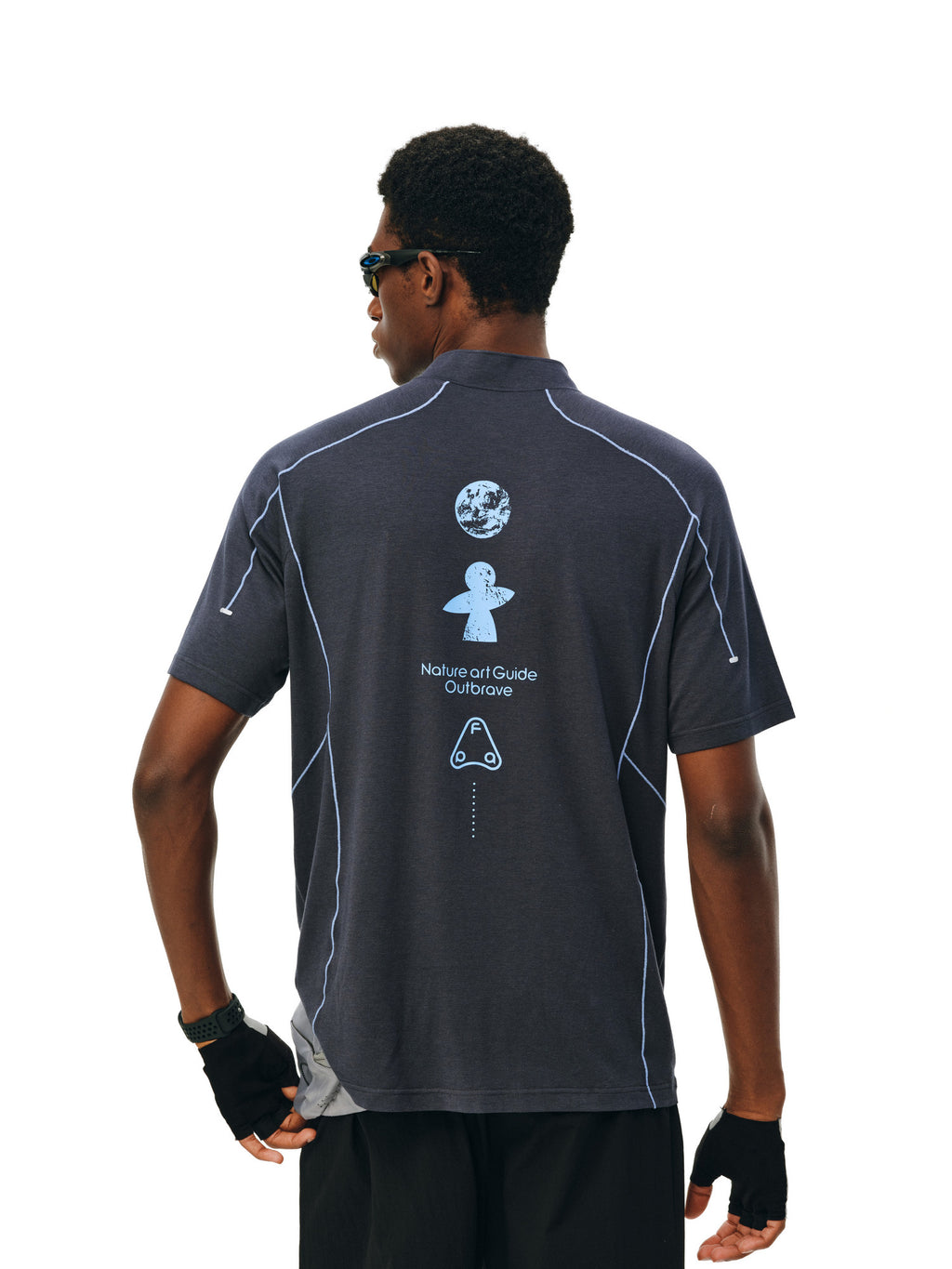FPA Half-Zip Breathable Cycling Reflective Short Sleeve Outdoor Sports Fitness Summer Printed Casual T-Shirt for Men