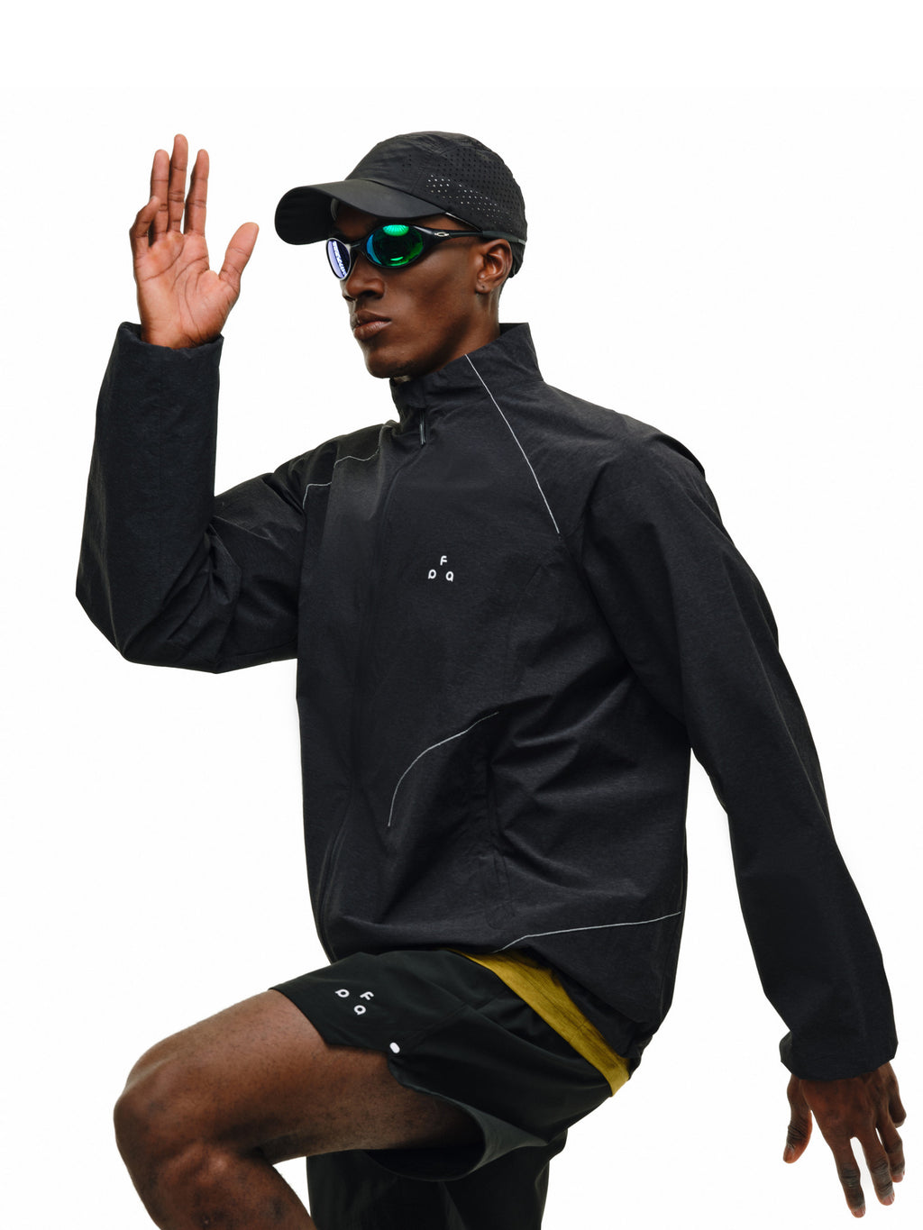 FPA Stand Collar Textured Horizontal Stripe Thin Reflective Sports Jacket - Spring Outdoor Loose Zip-Up Couple Jacket