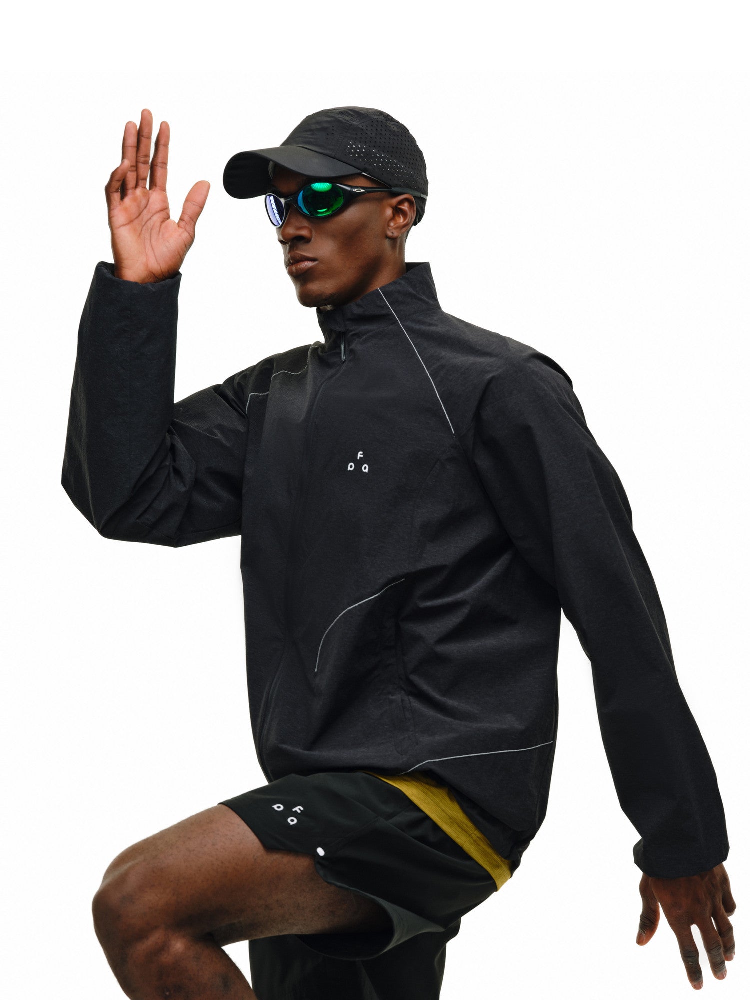 FPA Stand Collar Textured Horizontal Stripe Thin Reflective Sports Jacket - Spring Outdoor Loose Zip-Up Couple Jacket