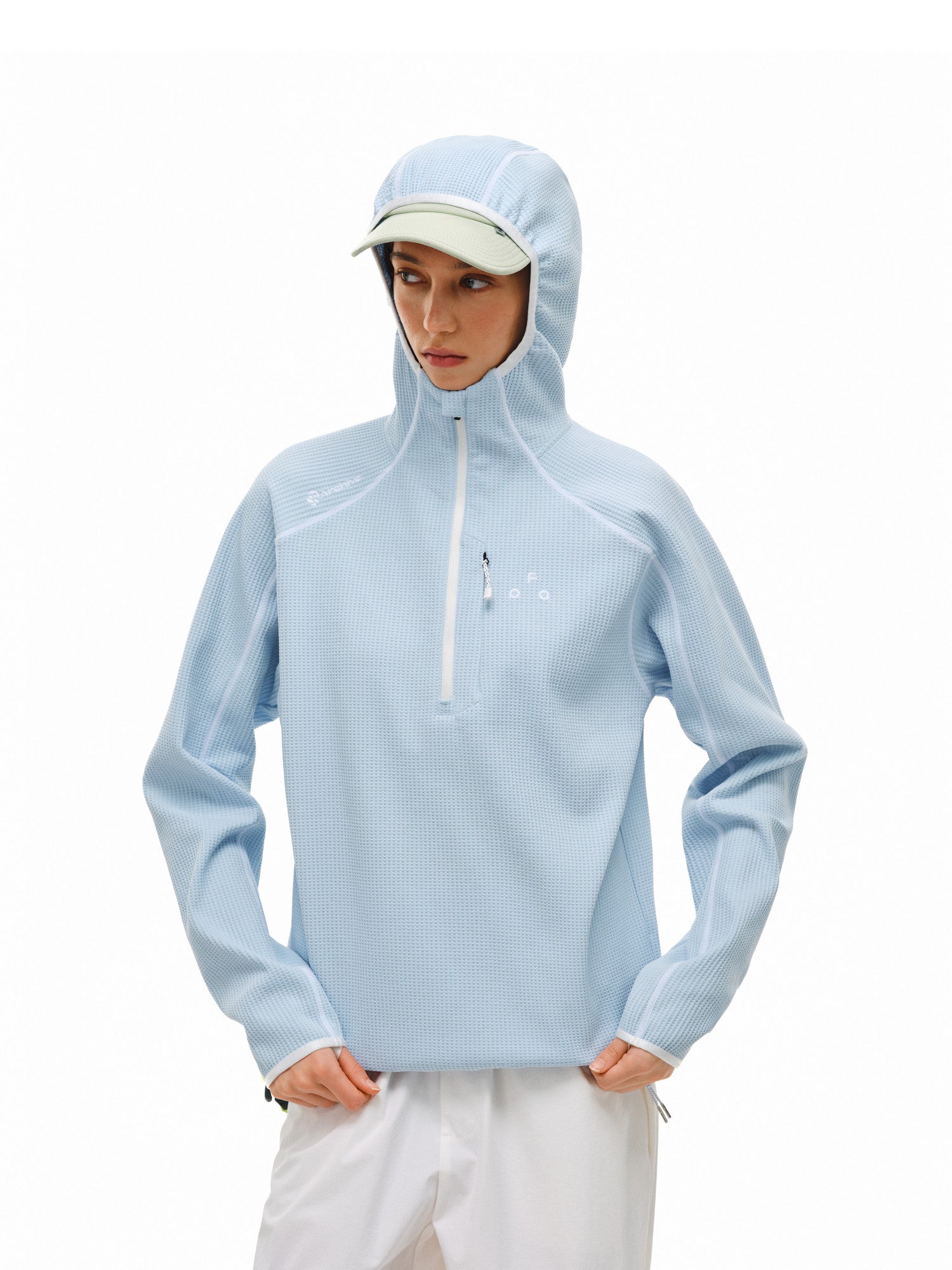 FPA Sun-Protective Quick-Dry Sports Hooded Long-Sleeve Shirt with Contrast Half-Zip, Casual Spring Outdoor Unisex T-Shirt