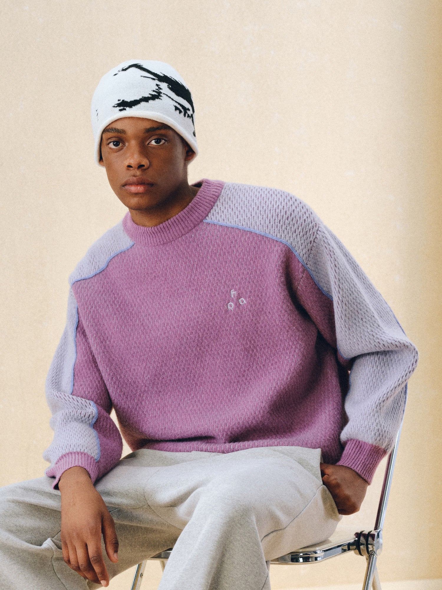 FPA Color-Block Logo Two-Sided Knit Sweater | Premium Crew Neck Pullover for Couples