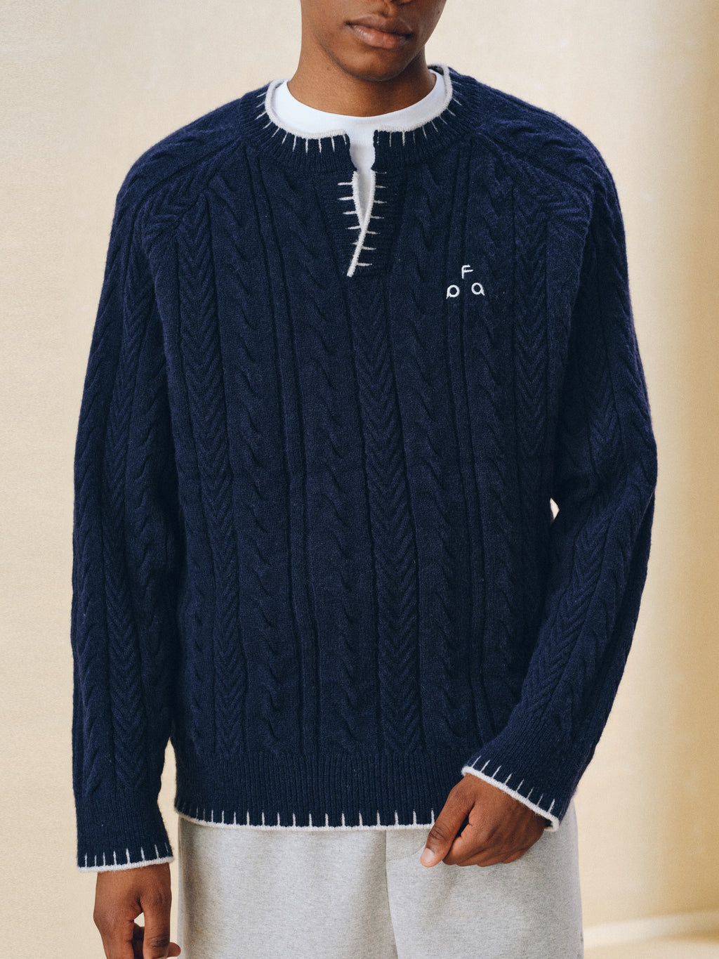 FPA Henry Neck Casual Pullover Sweater – Retro V-Neck Design, Premium Knit Couple Sweater for Spring & Autumn