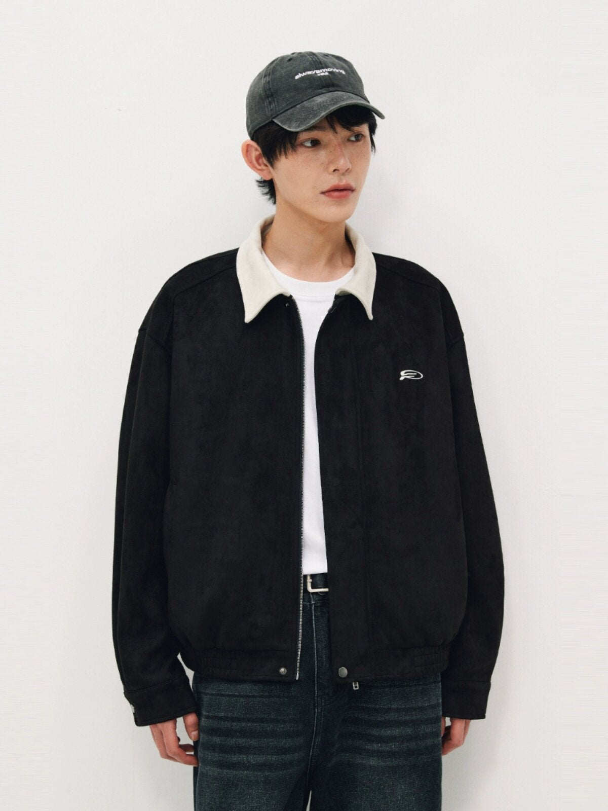 FPA Blue Suede Lapel Jacket – Chinese Streetwear Trend, Loose-Fit American Style Short Couple Jacket for Spring/Autumn