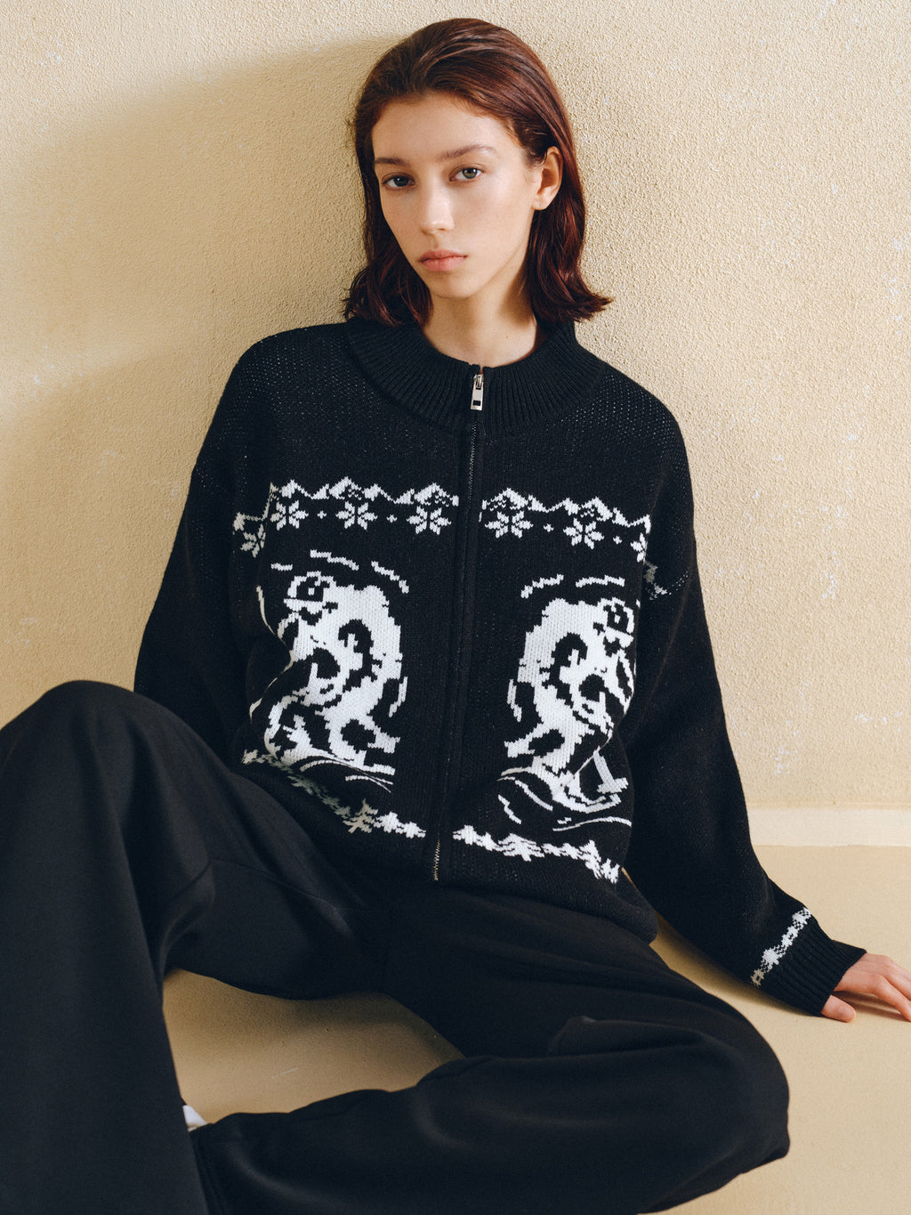FPA Fair Isle Ski Pattern Zip-Up Sweater Vintage Casual Sports Couple High-End Autumn Knit Cardigan
