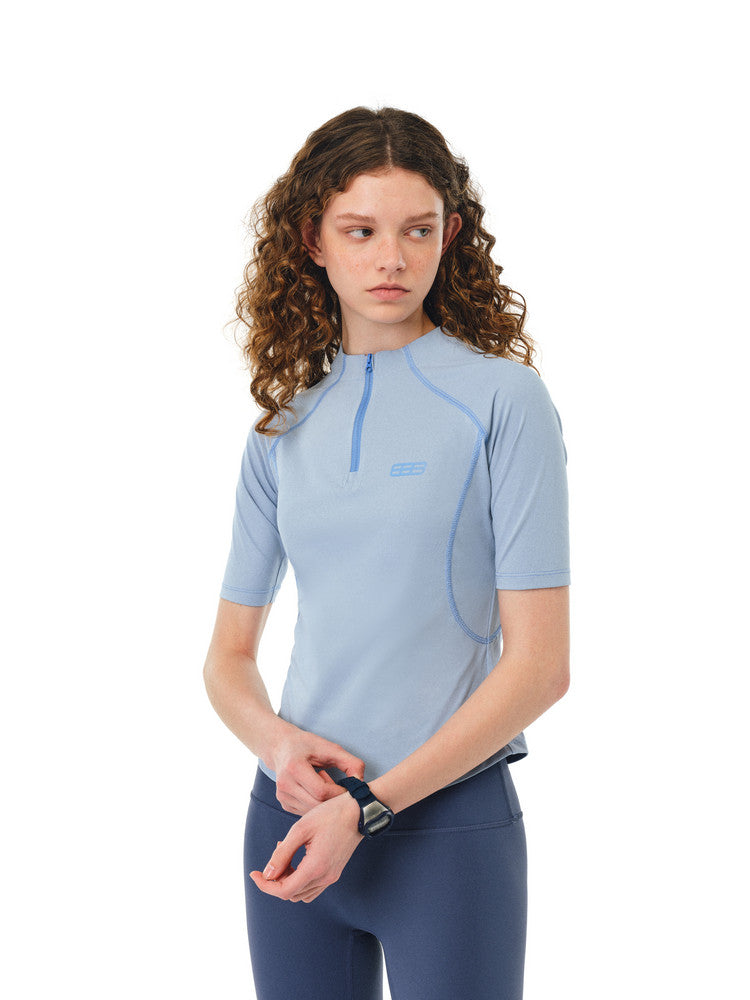 FPA Sorona Quick-Dry Half-Zip Short Sleeve T-Shirt - Summer Chinese Streetwear Design Athletic Fitted Tee
