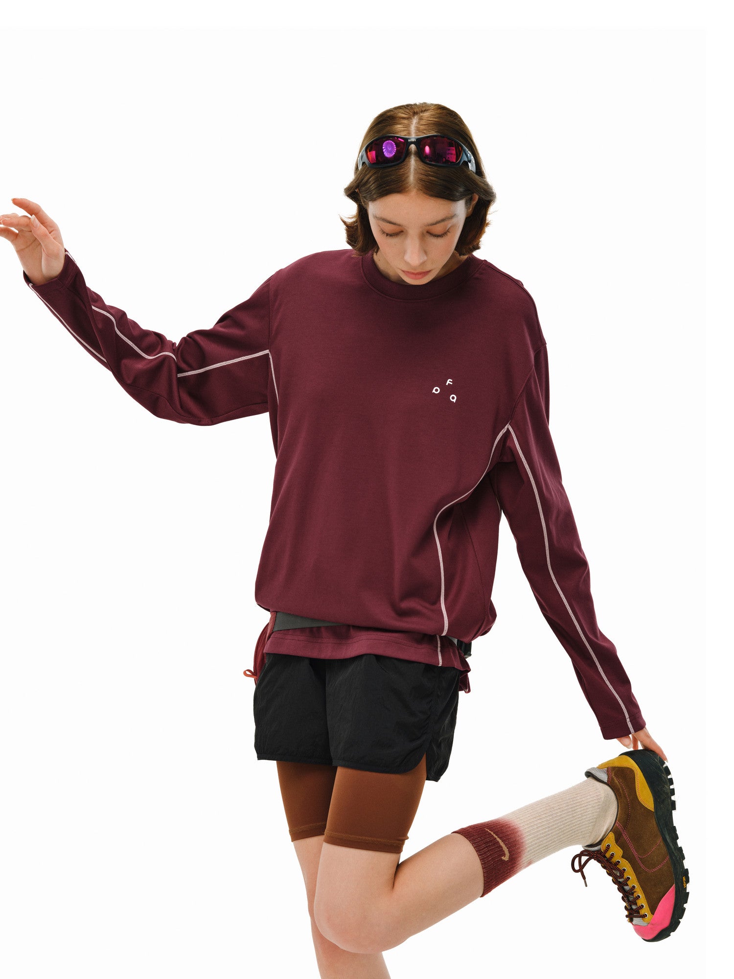 FPA Triangle Logo Color-Block Long Sleeve Tee for Spring/Autumn Outdoor Quick-Dry Basic Round Neck Casual Couple T-Shirt