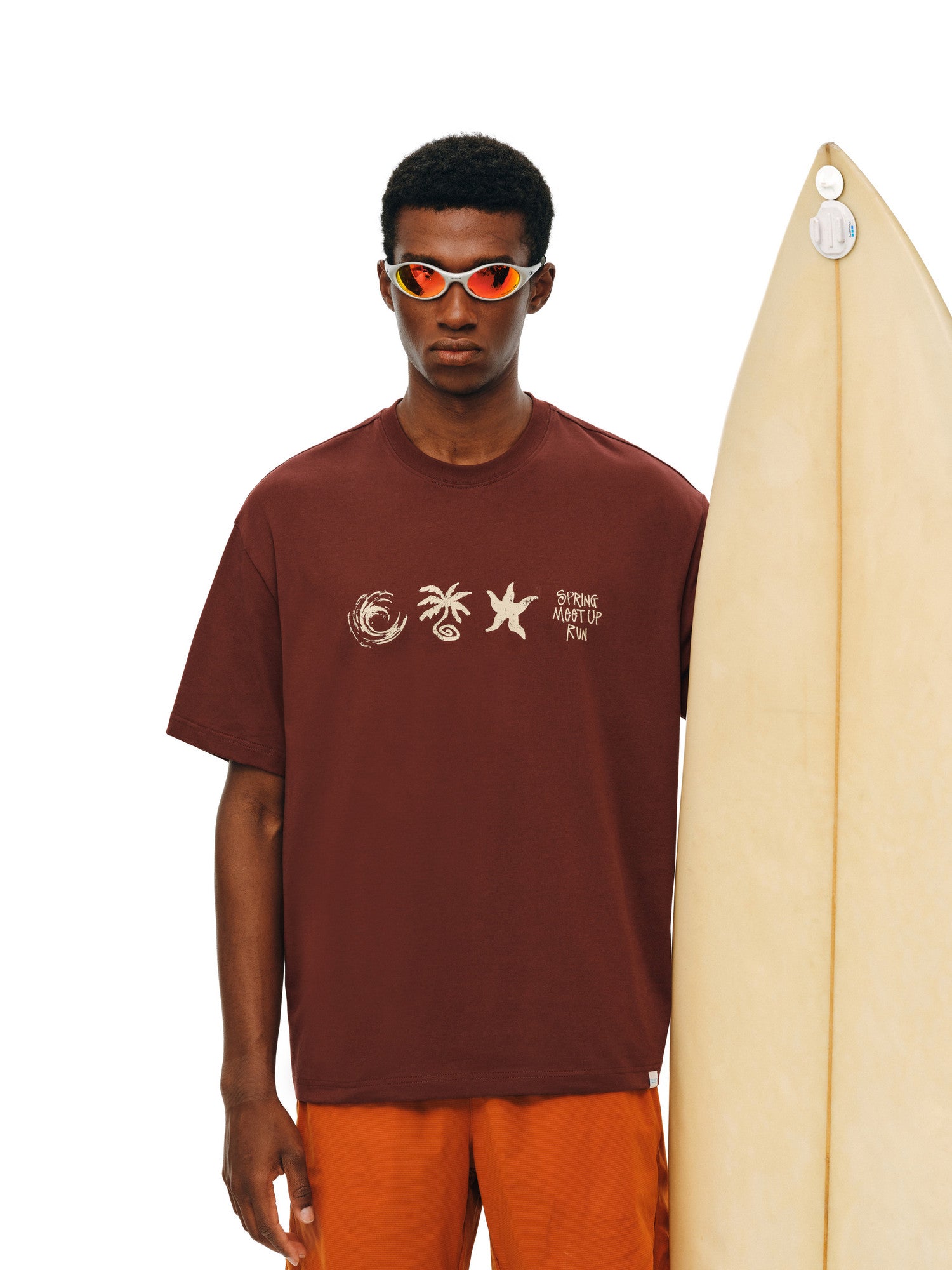 FPA Summer Beach Elements COOLMAX Vacation Print T-Shirt, Couple Round Neck Outdoor Sports Short Sleeve for Men