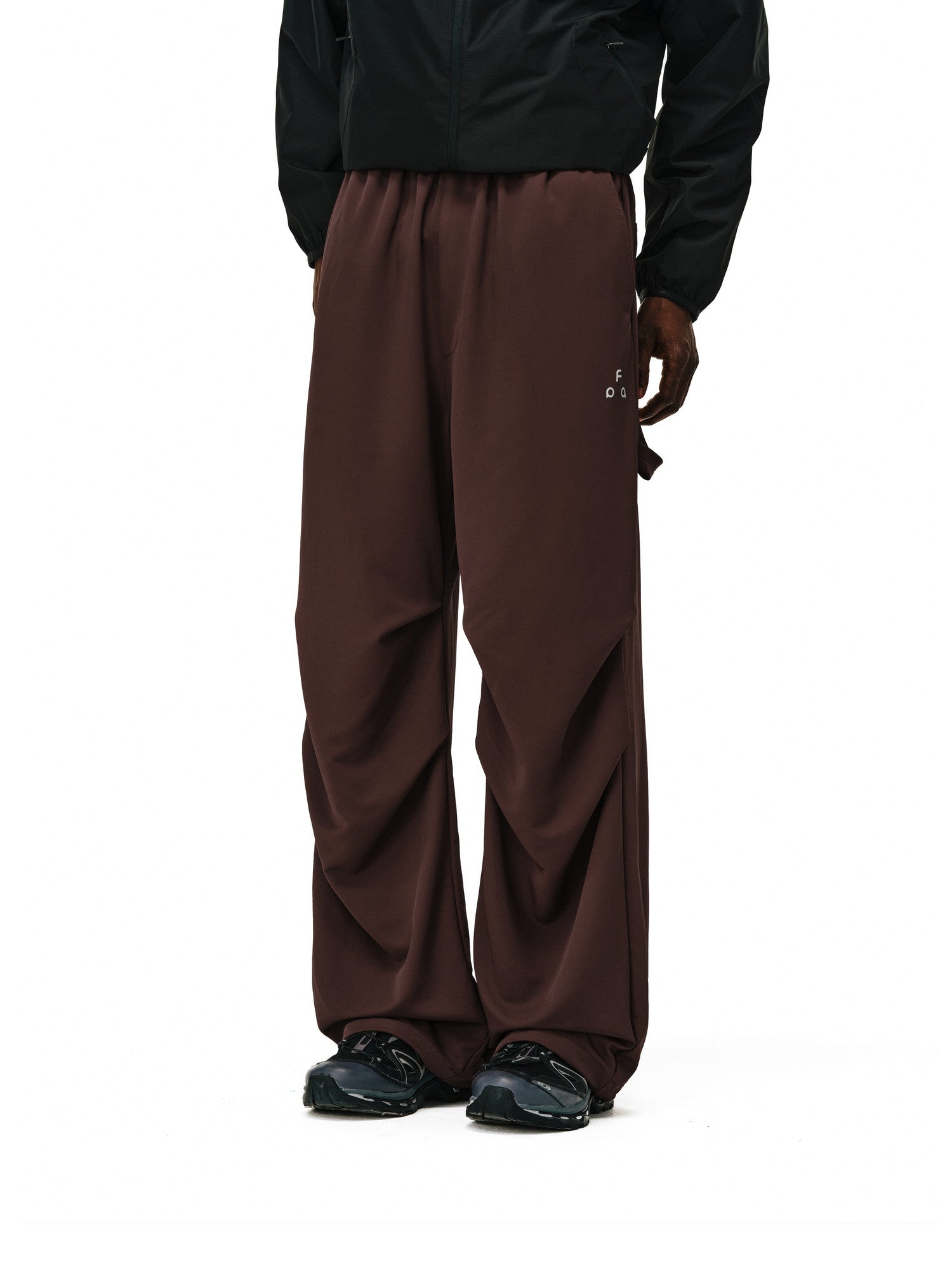 FPA Outdoor Soft Shell Waterproof Anti-Static Drape Four-Season Trousers, Chinese Trend Sports Loose Casual Black Paratrooper Pants