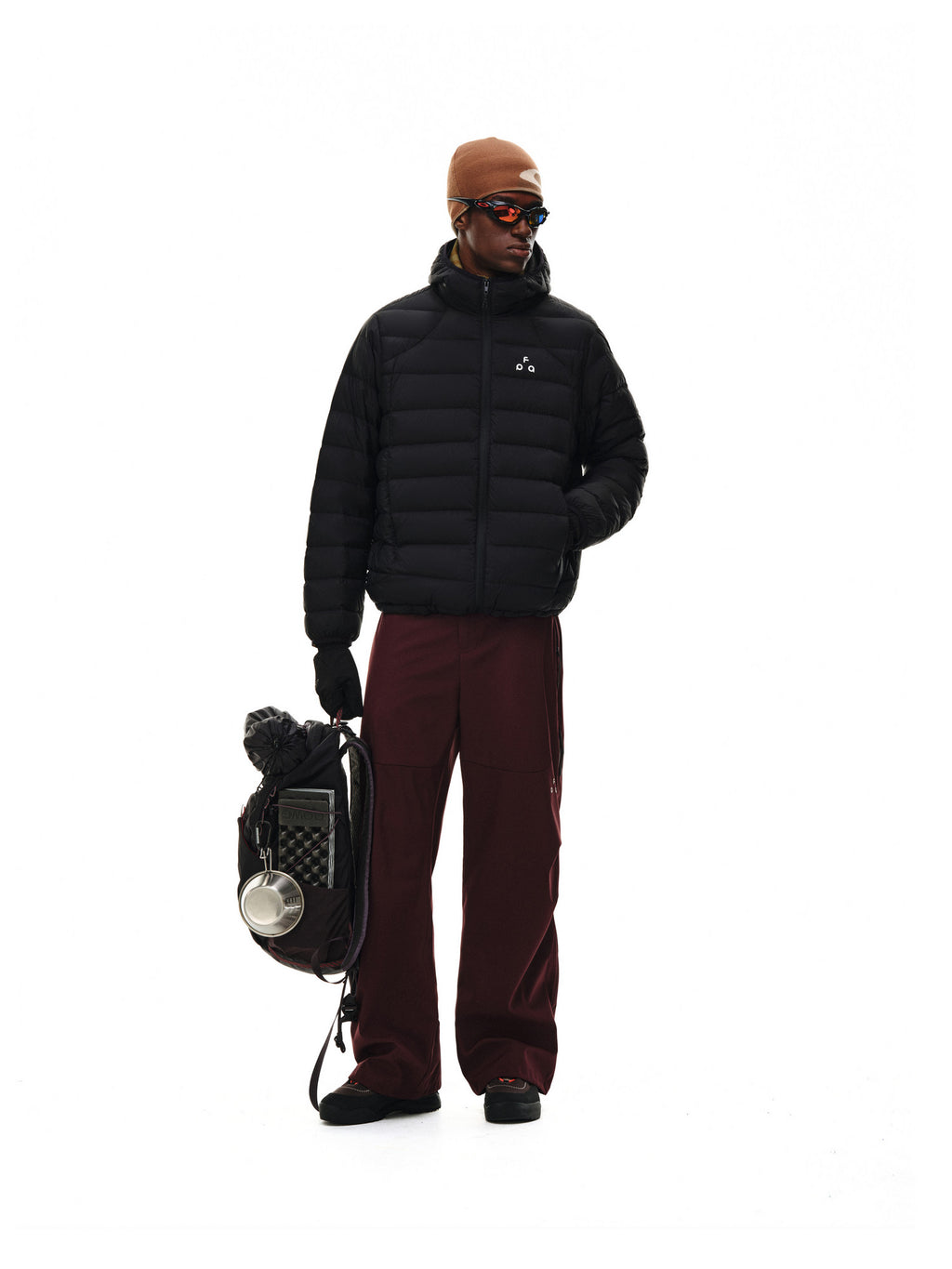 FPA Brand Triangle Logo Hooded Down Jacket - Autumn/Winter Sports Lightweight Warm Couple Ribbed Down Coat for Men