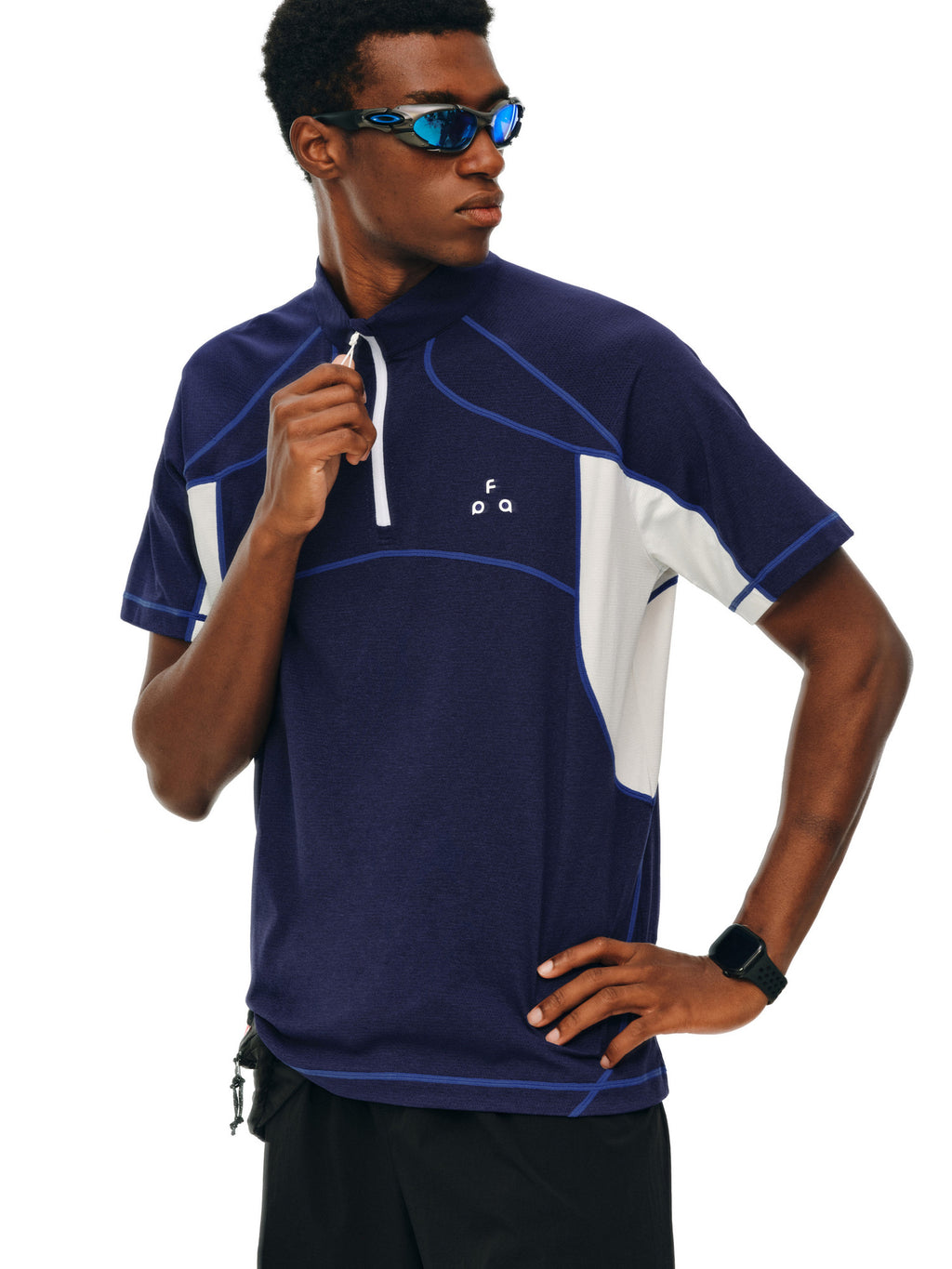 FPA7A Antibacterial Cycling Mesh Breathable Sports Contrast Stitch Short Sleeve Quick-Dry Cool Touch T-Shirt for Men