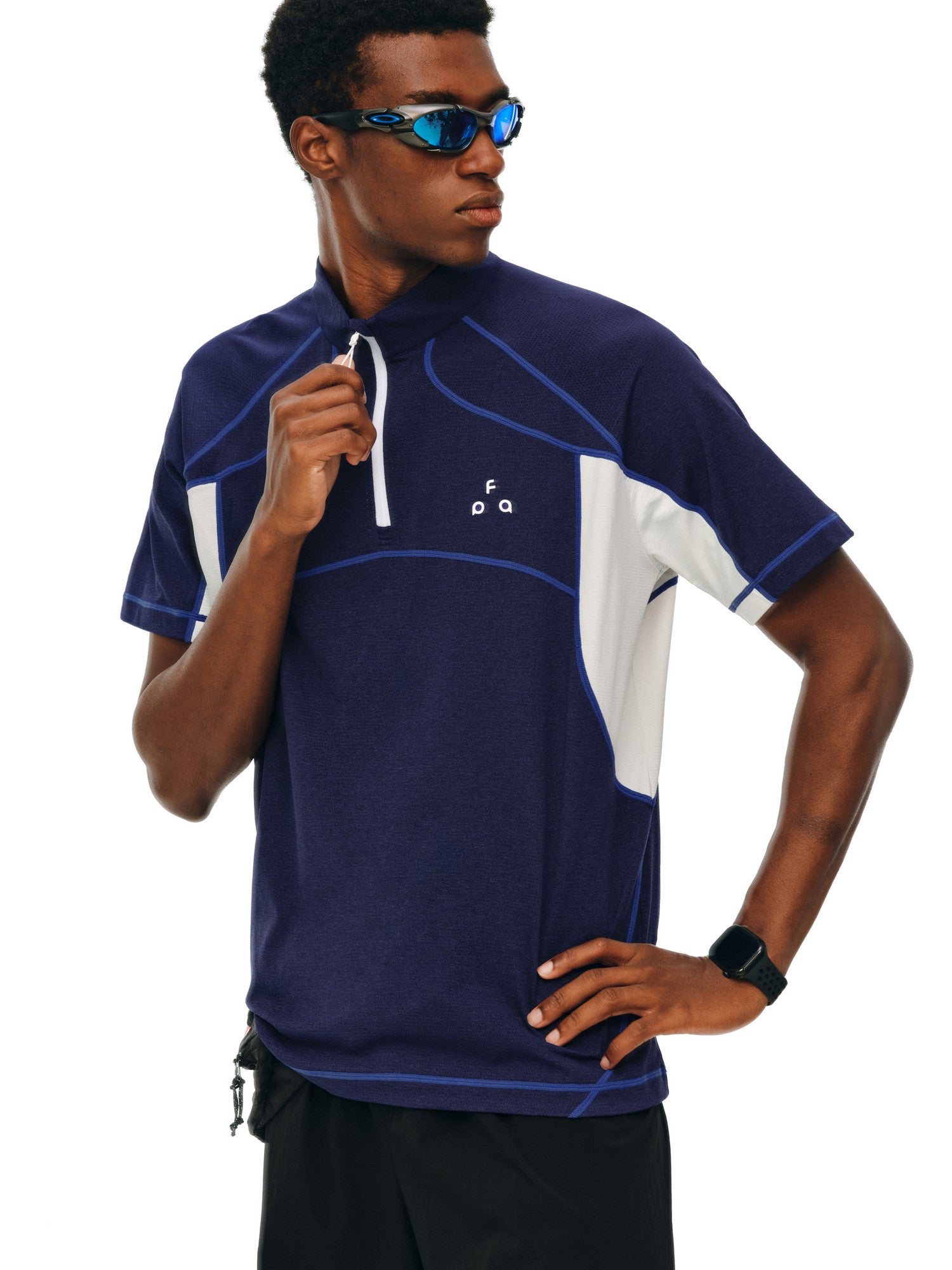 FPA7A Antibacterial Cycling Mesh Breathable Sports Contrast Stitch Short Sleeve Quick-Dry Cool Touch T-Shirt for Men