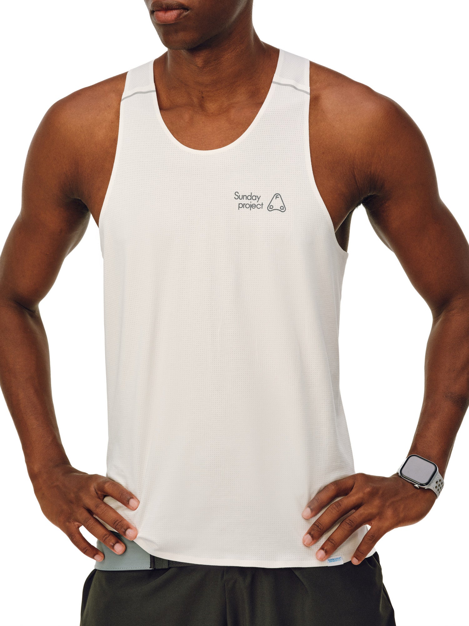FPA Quick-Dry COOLMAX Mesh Reflective Taped Sports Running Print Tank Top, Summer Sleeveless T-Shirt for Men
