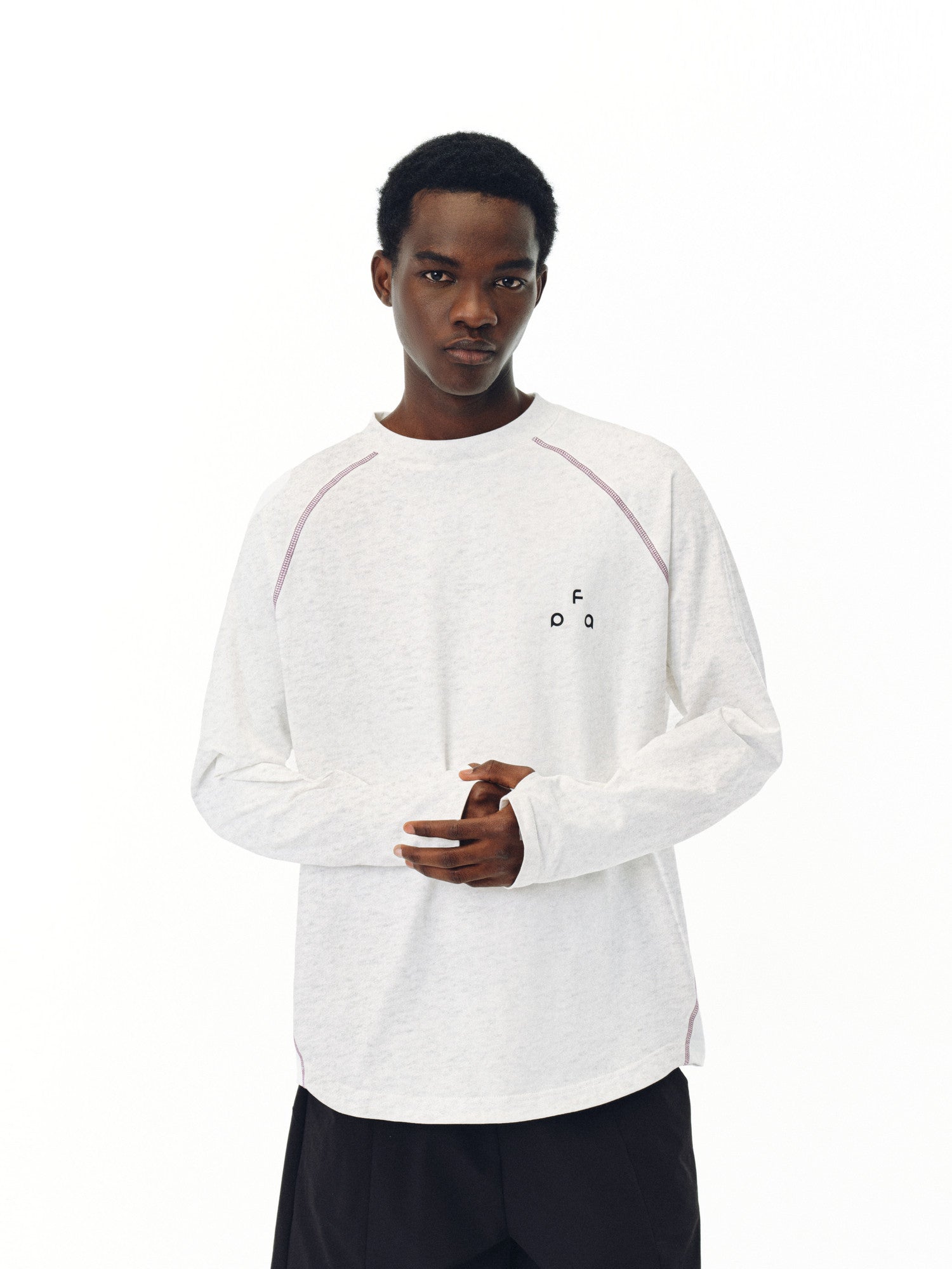 FPA Quick-Dry 7A Antibacterial Ice-Feel Sports Long-Sleeve T-Shirt, Chinese Trend Loose Round Neck Black Tee for Men