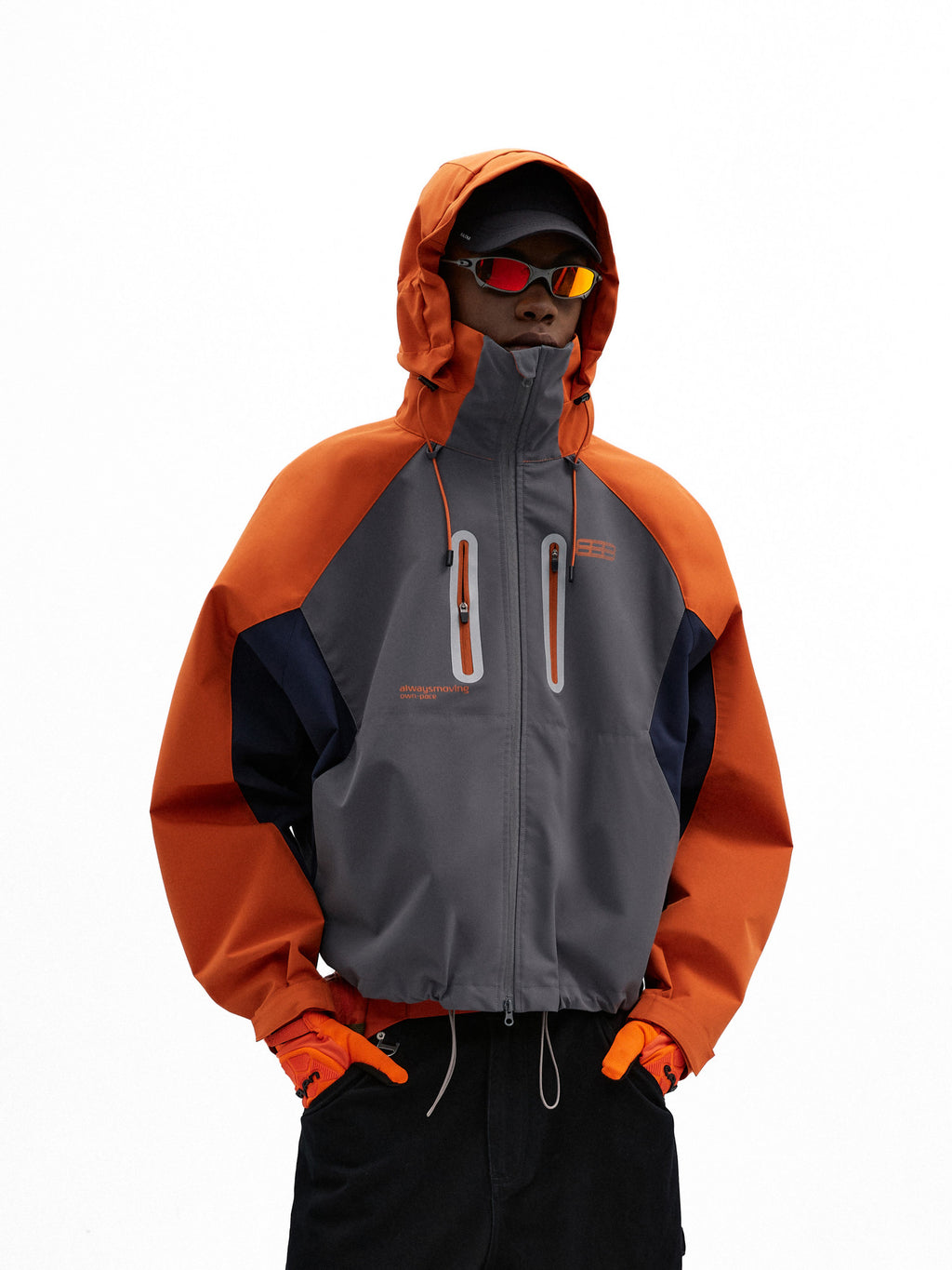FPA Color-Block Windbreaker Jacket - Three-Proof Cocoon Style, Chinese Trend Outdoor Sports Pink Jacket