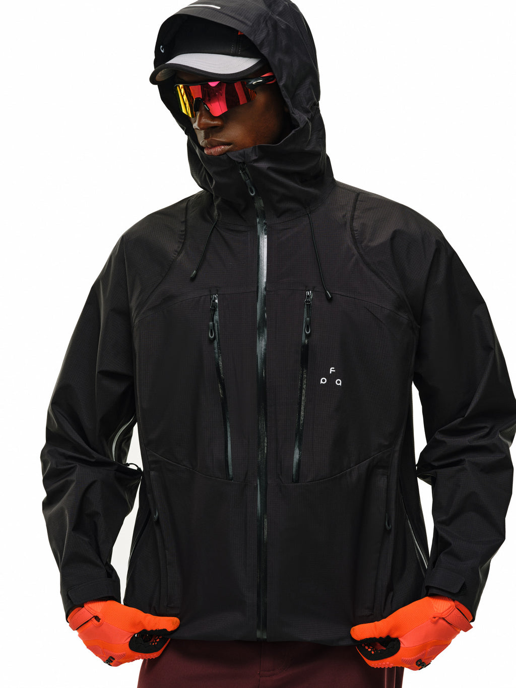 FPA Fully Taped Seams, Waterproof, Windproof, and Breathable Color-Blocking Double-Zip Hardshell Jacket for Outdoor Sports Men