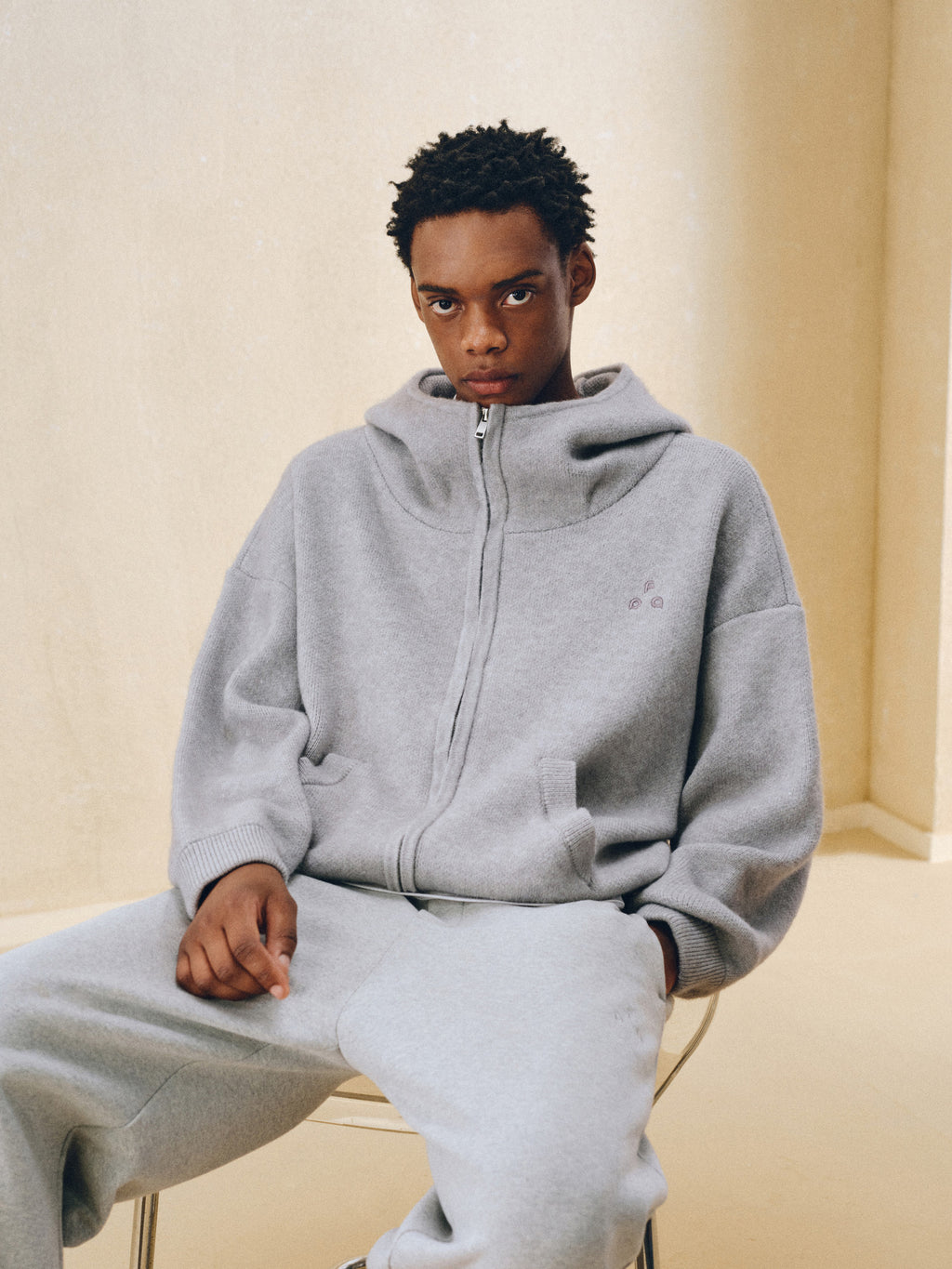 FPA Windproof Basic Relaxed Hooded Sweatshirt - Autumn Loose Retro Unisex Knit Hoodie Jacket