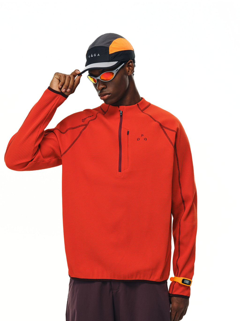 FPA Quick-Dry UPF50+ Sun Protection Long-Sleeve Sports Tee, Spring/Fall Chinese Street Style Half-Zip Half-High Collar Loose Fit Couple T-Shirt
