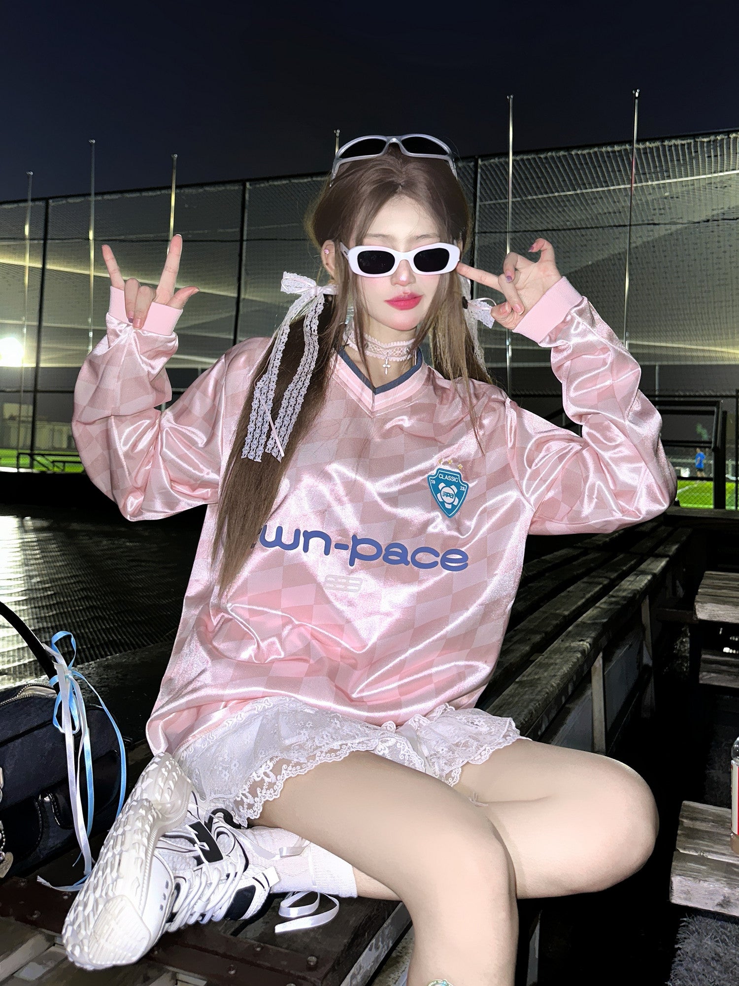 FPA Diamond Pattern Football Contrast Long Sleeve 2026 New Style Trendy Loose Fit Soccer Jersey T-Shirt