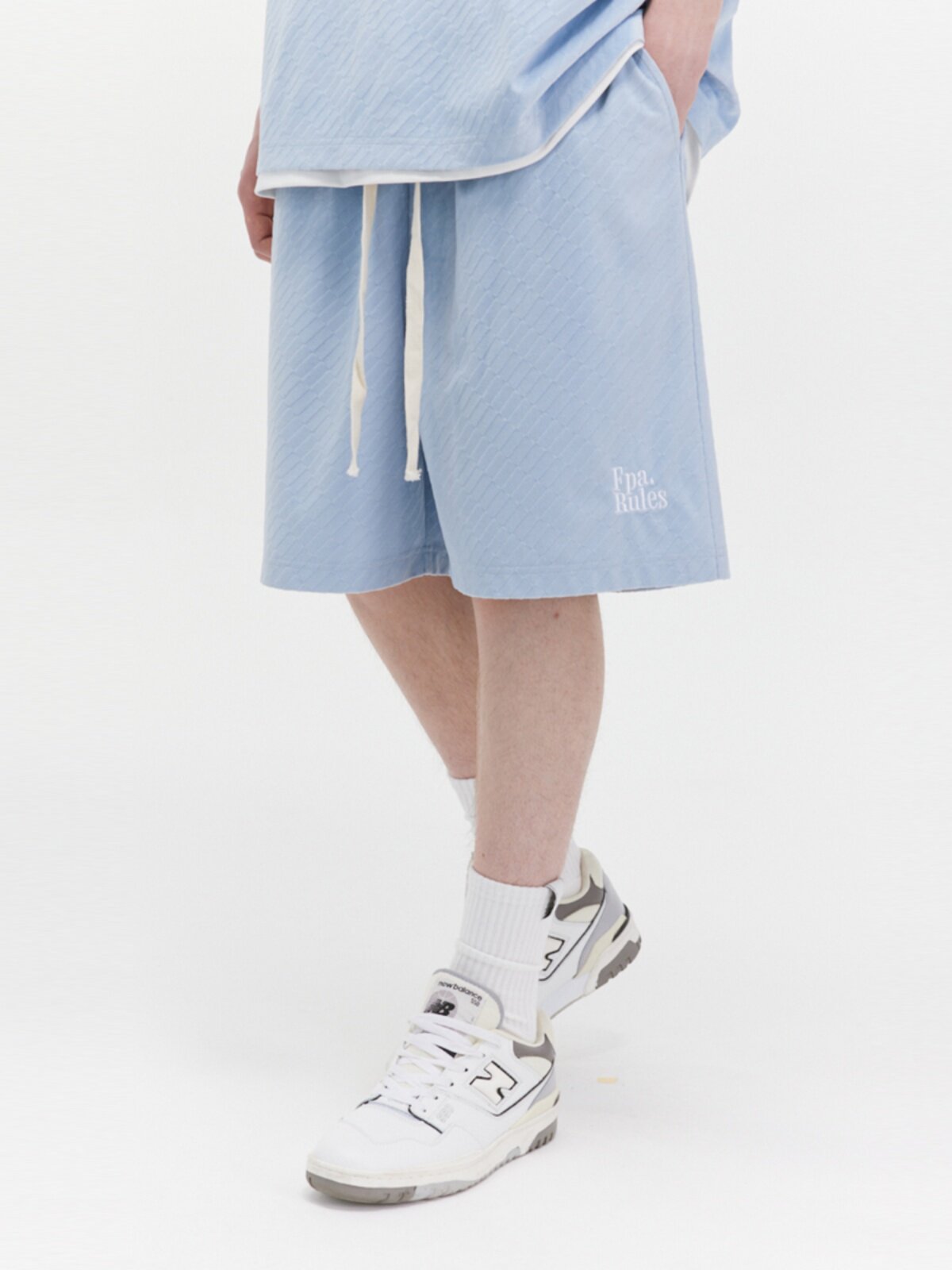 FPA Brushed Twill Textured Embroidered Shorts Summer Chinese Street Style Loose Casual Straight-Leg Mid-Length Shorts