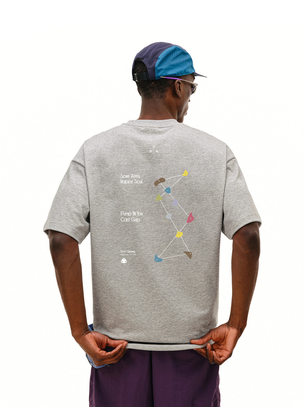 FPA Climbing Graphic Contrast Color COOLMAX Short Sleeve T-Shirt - Quick-Dry Breathable Outdoor Summer Crew Neck Print Tee for Men