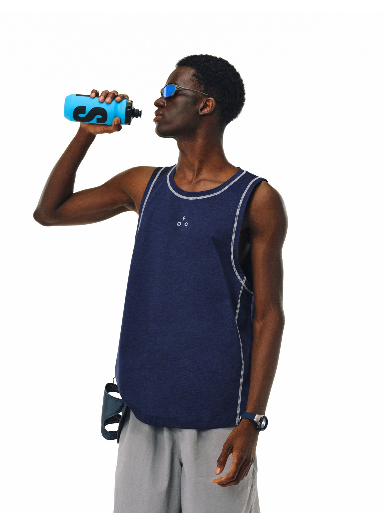 FPA High-Stretch Heather Contrast Yarn Sleeveless Vest - Summer Loose Round Neck Basketball Fitness Tank Top