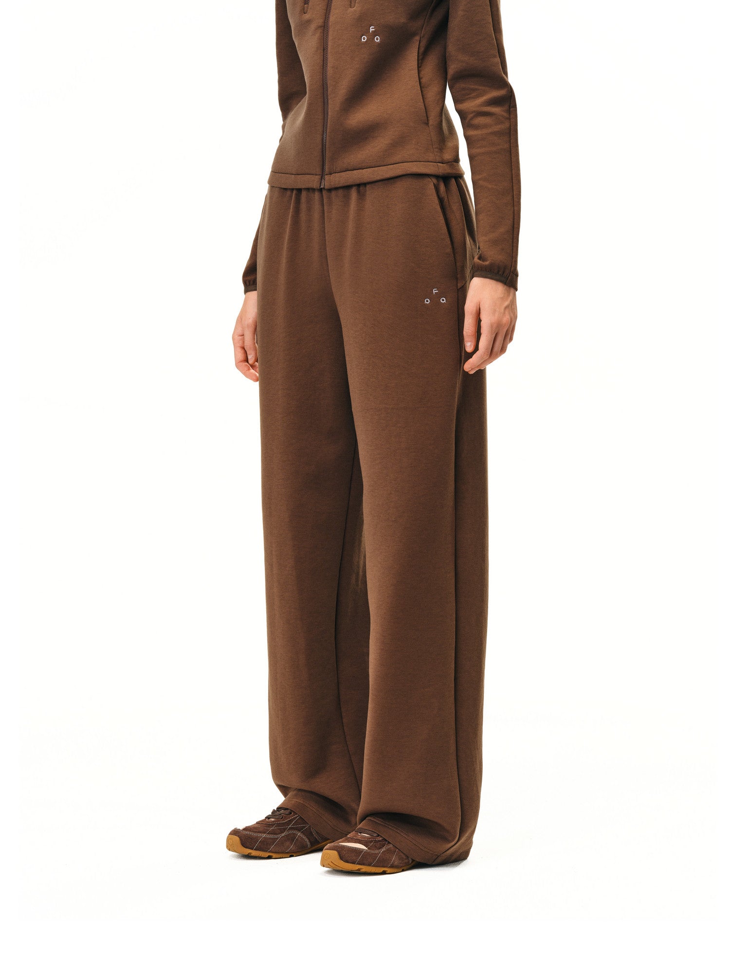 FPA Double-Sided Air Cotton Knit Wide-Leg Pants for Women - Chinese Street Style Spring/Autumn Athletic Casual Straight-Leg Pants