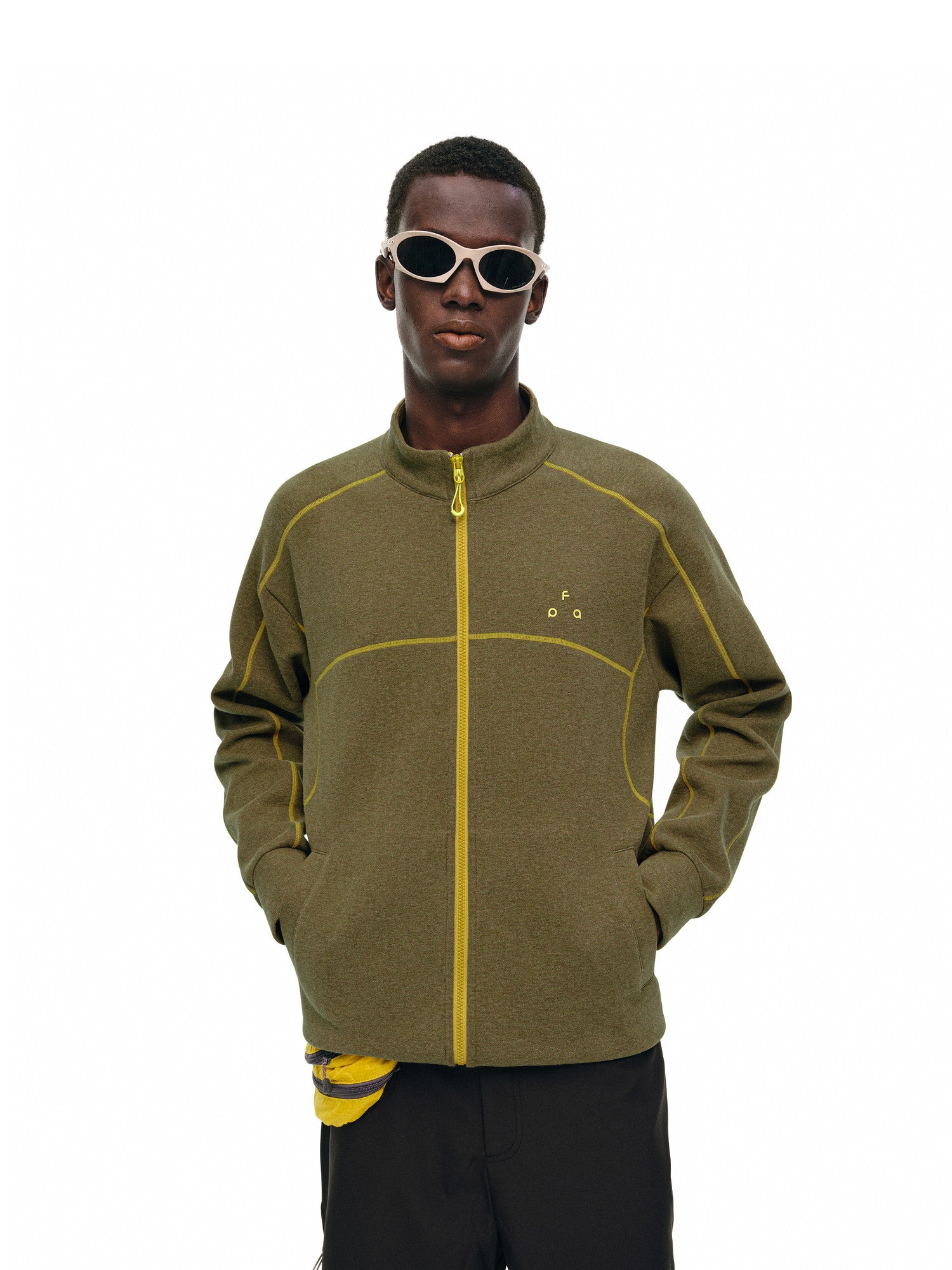 FPA Color-Block Contrast Stitching Air Layer Zip-Up Hoodie - Autumn Couple Casual Stand Collar Jacket
