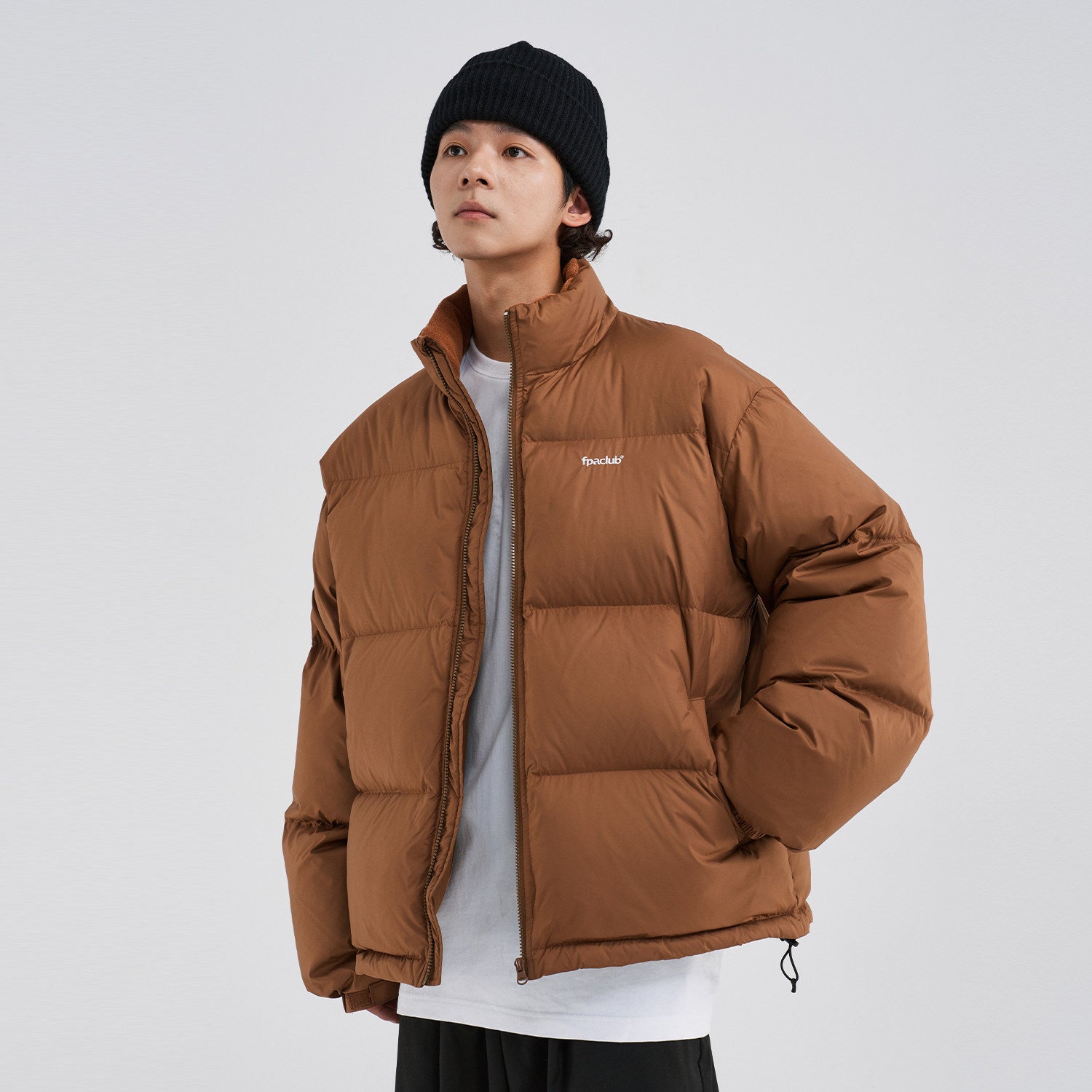 FPA 90% White Duck Down Basic Green Puffer Jacket, Thick Warm Unisex Winter Coat