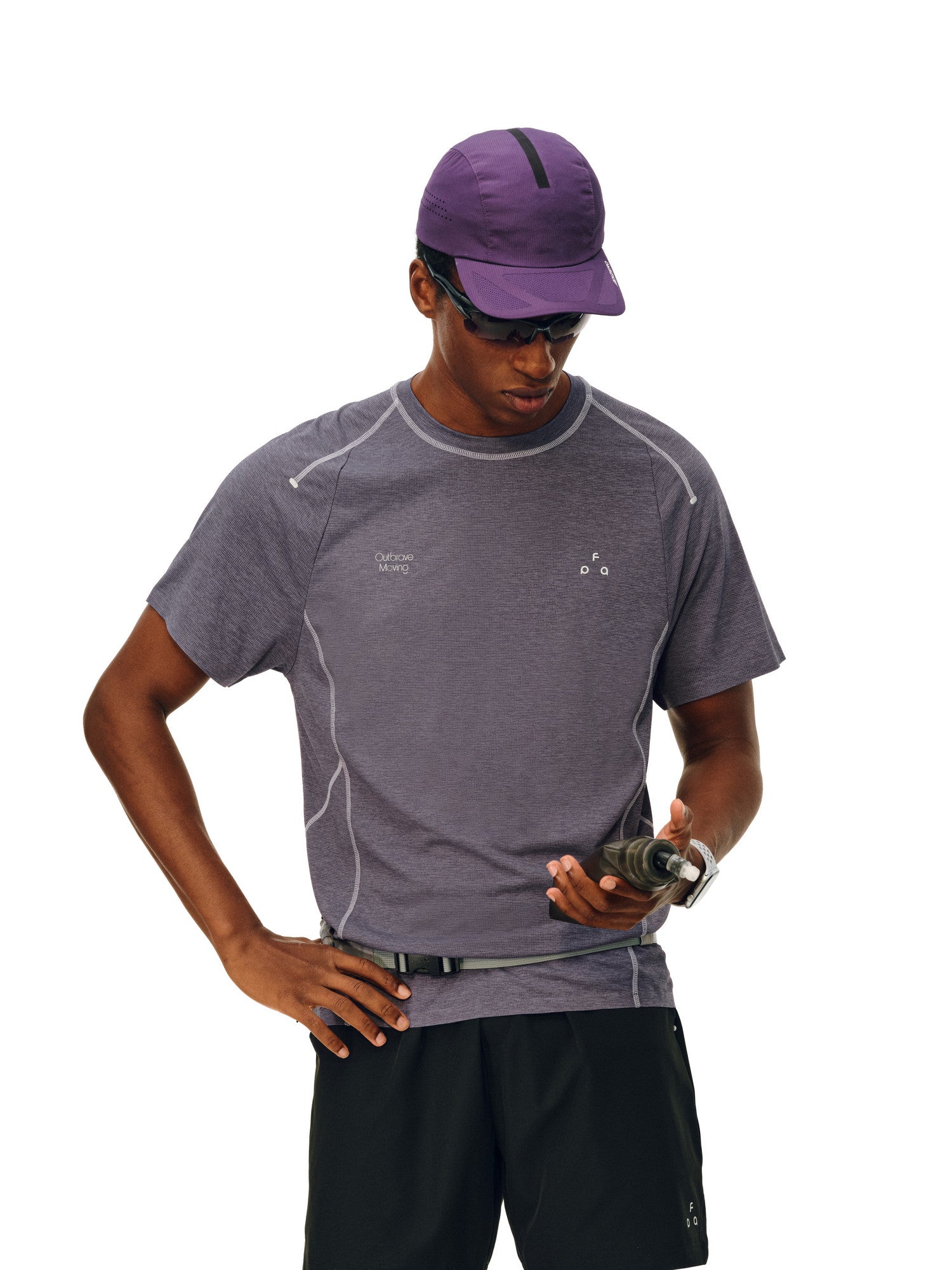 FPA Cationic Quick-Dry Antibacterial Sports Short Sleeve T-Shirt with Hasso Line, Minimalist Design Outdoor Summer Crew Neck Tee for Men